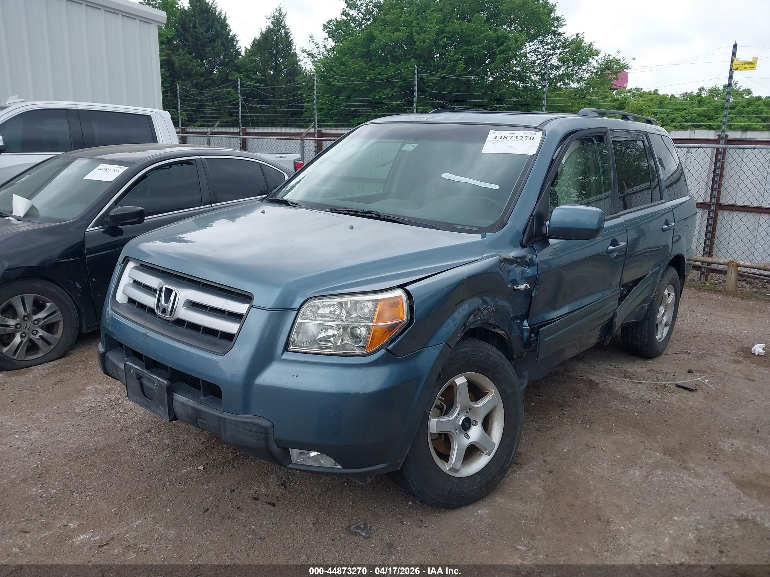 2007 Honda Pilot Ex-l Blue vin: 5FNYF18737B030470