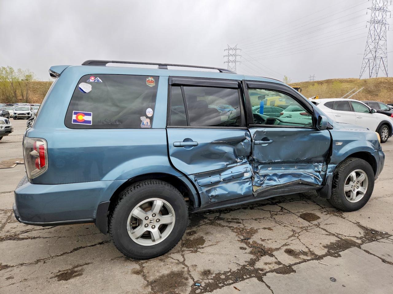 2007 Honda Pilot Exl Teal vin: 5FNYF18757B000192