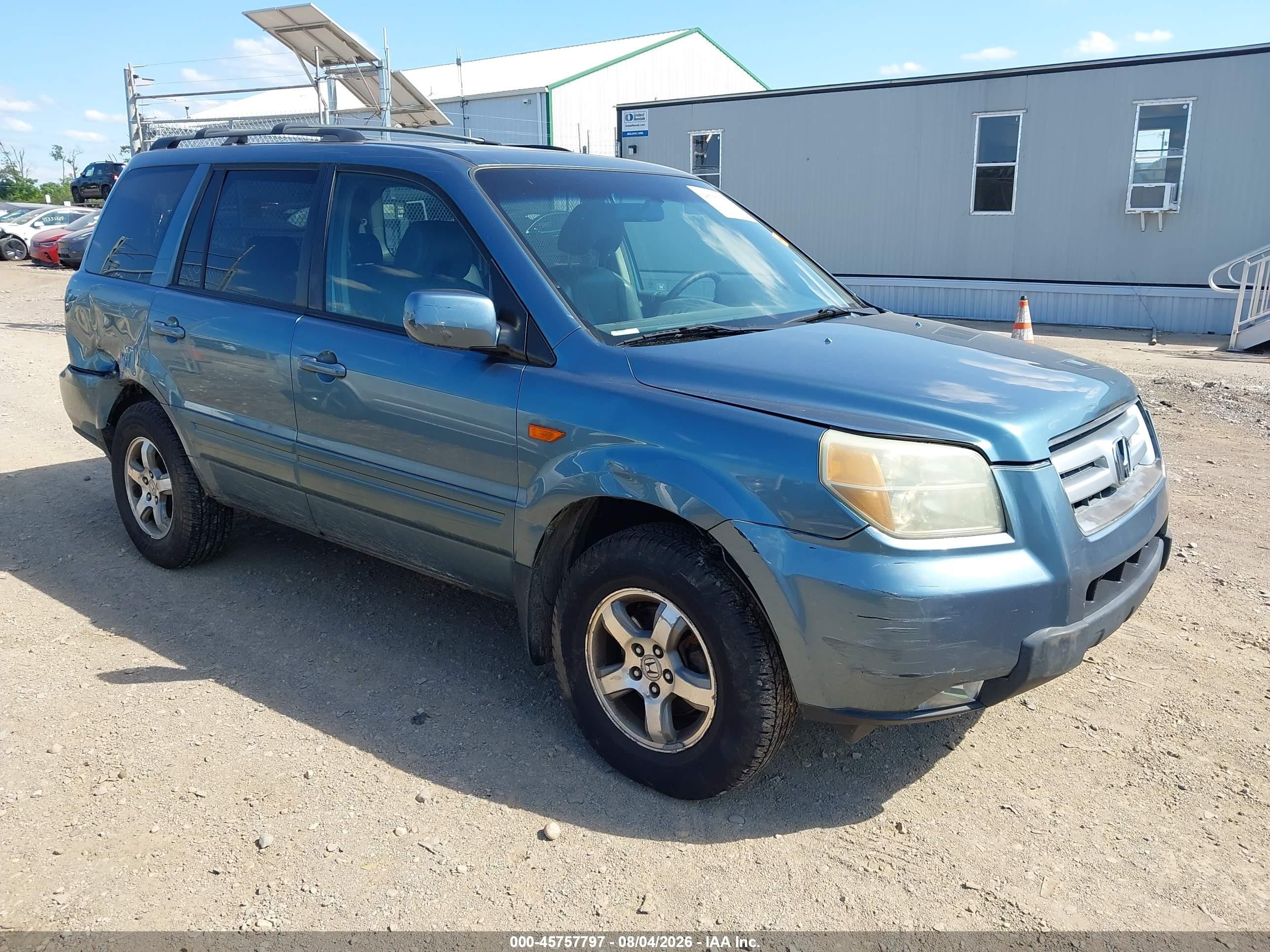 2007 Honda Pilot Ex-l Light Blue vin: 5FNYF18767B000203