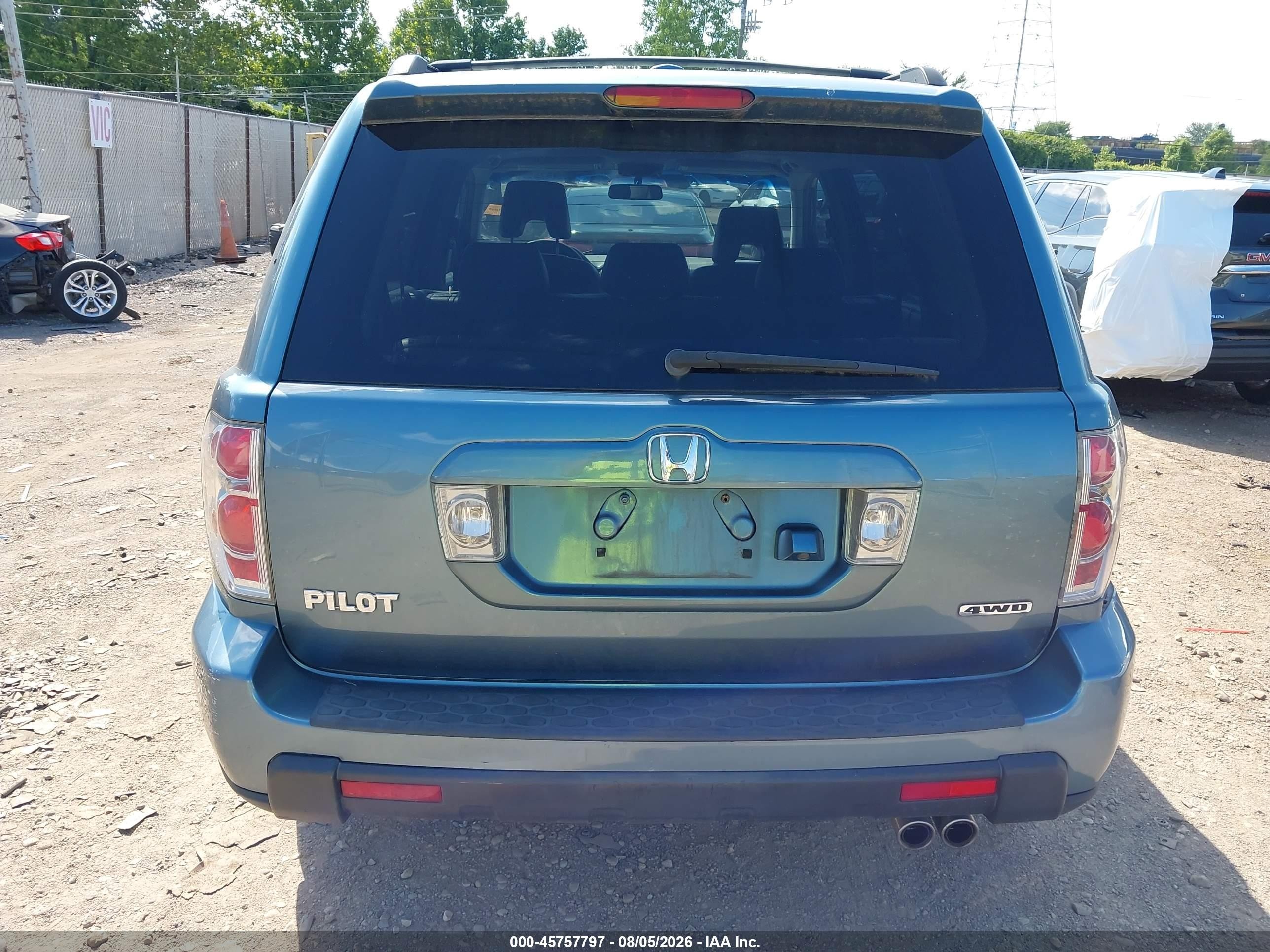 2007 Honda Pilot Ex-l Light Blue vin: 5FNYF18767B000203