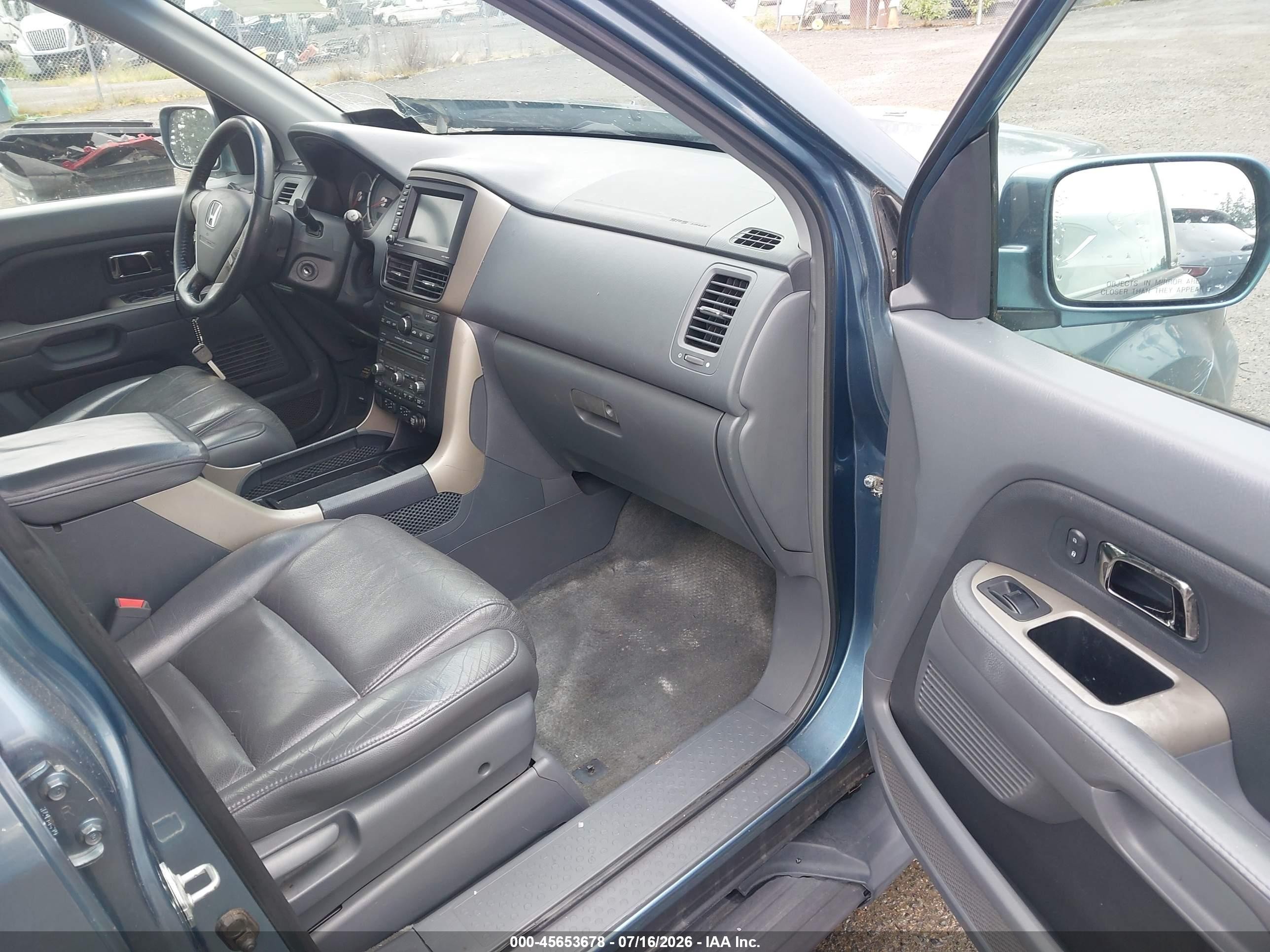 2007 Honda Pilot Ex-l Blue vin: 5FNYF18777B020458