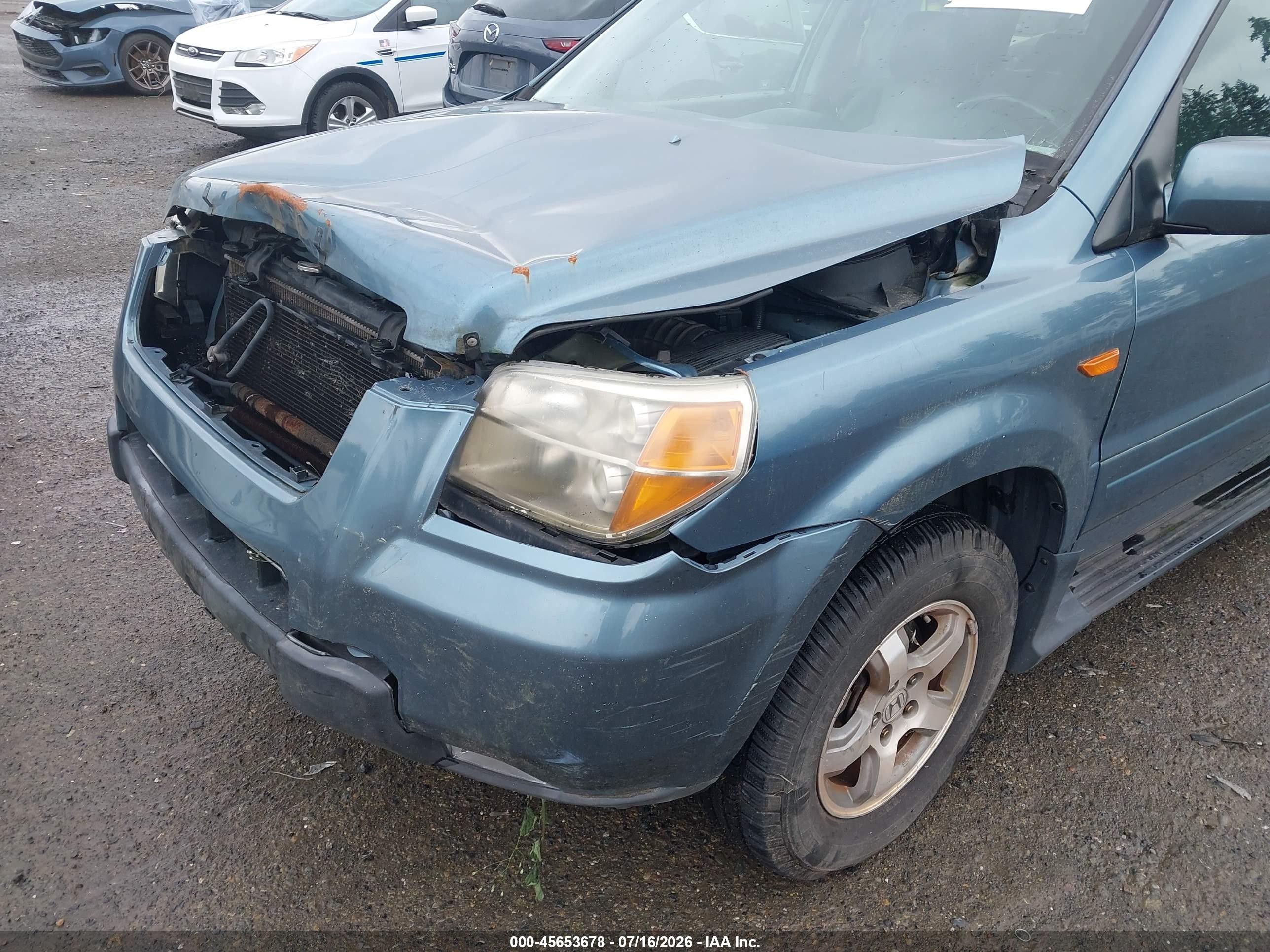 2007 Honda Pilot Ex-l Blue vin: 5FNYF18777B020458