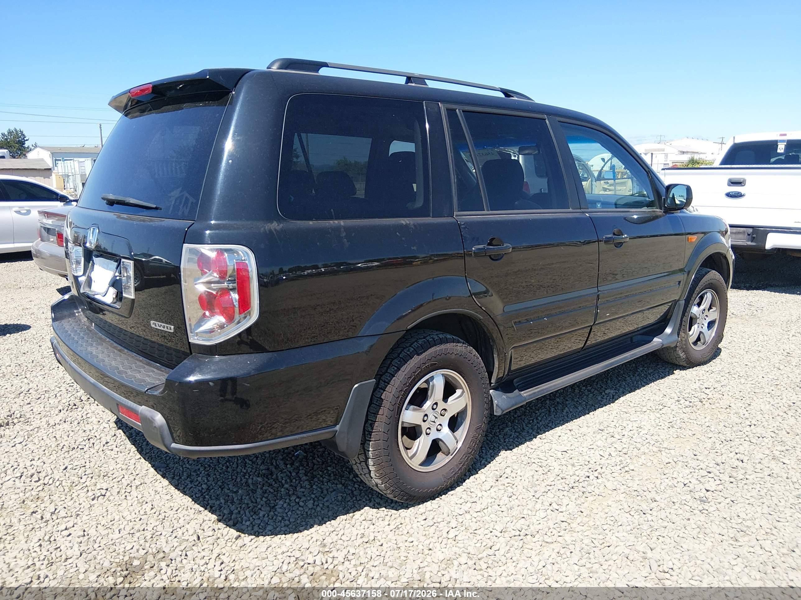 2008 Honda Pilot Ex-l Black vin: 5FNYF18778B020221