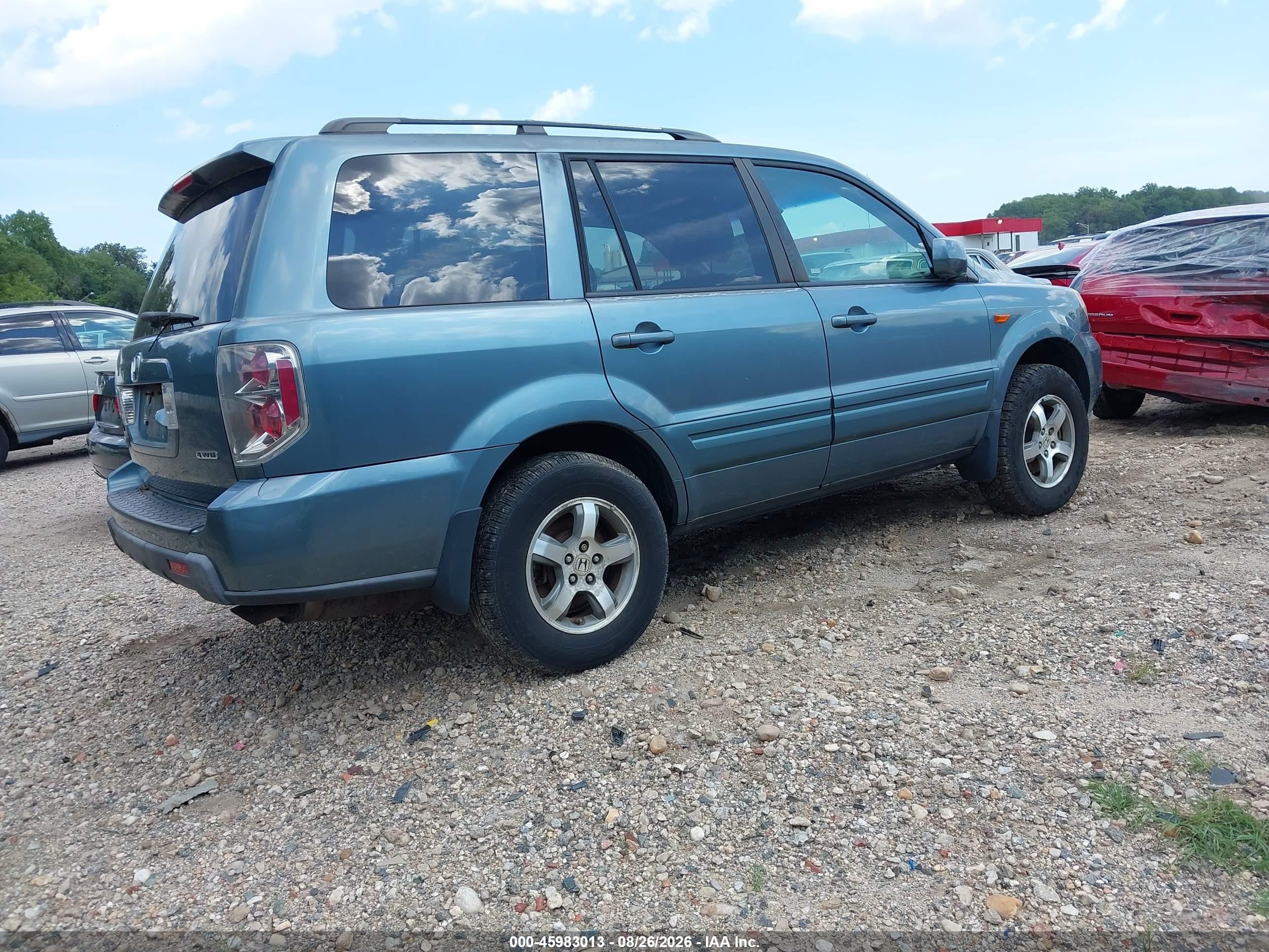 2008 Honda Pilot Ex-l Light Blue vin: 5FNYF18788B030899