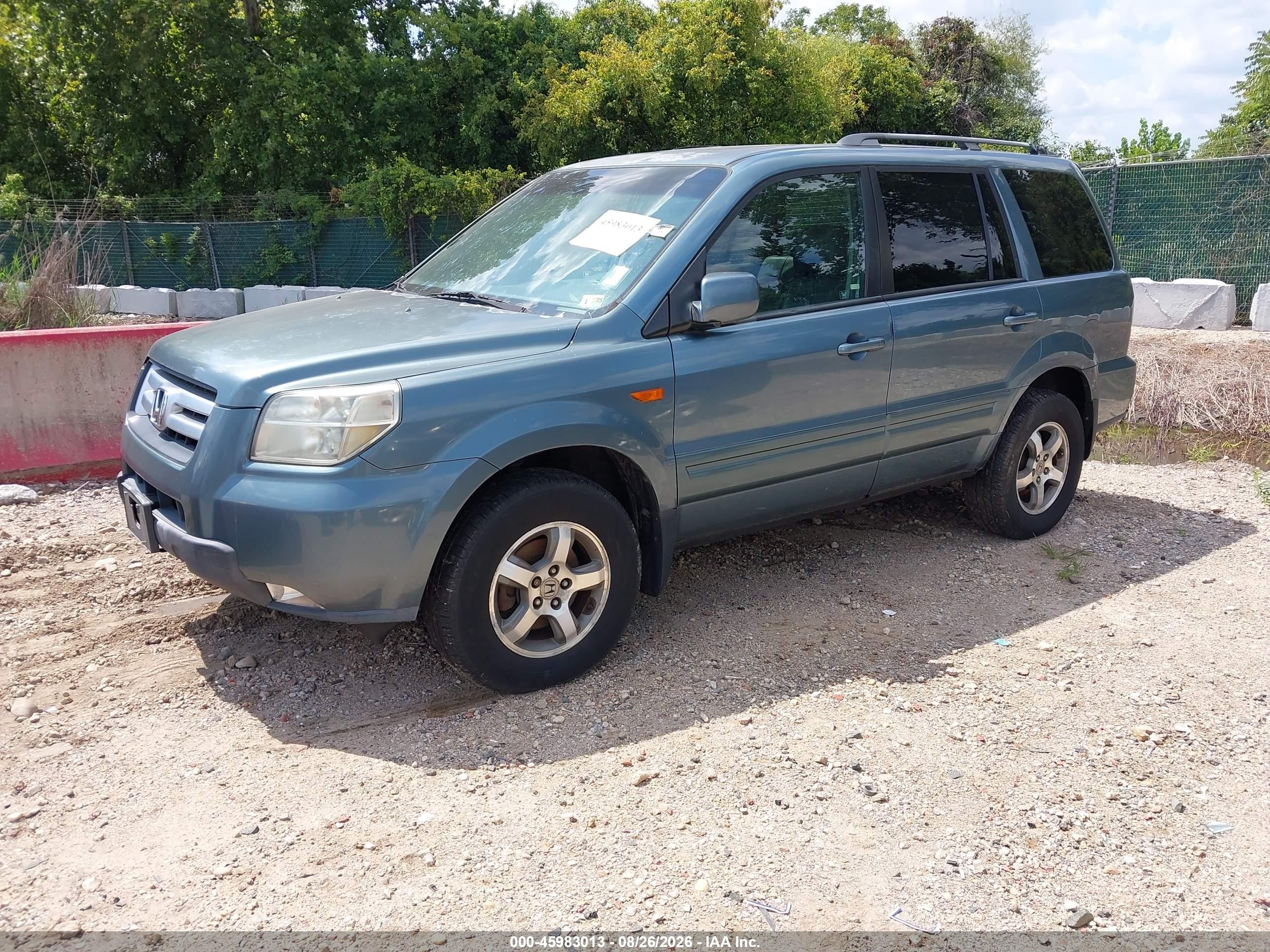 2008 Honda Pilot Ex-l Light Blue vin: 5FNYF18788B030899