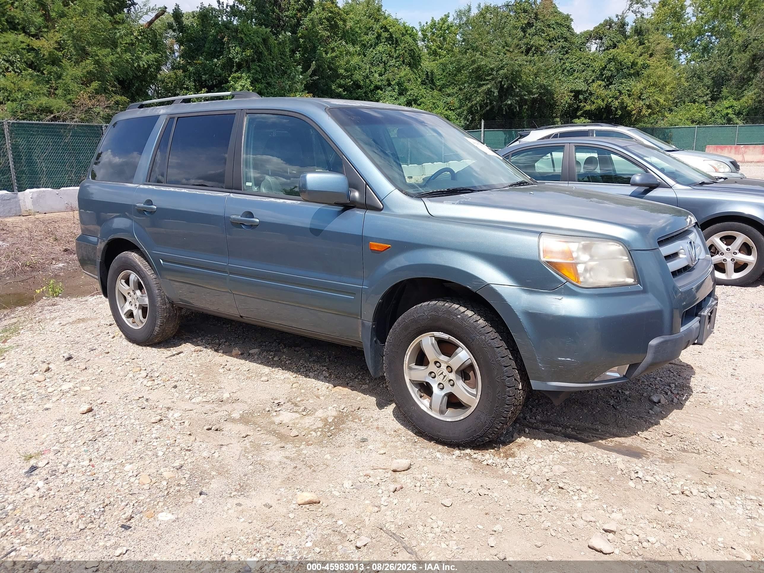 2008 Honda Pilot Ex-l Light Blue vin: 5FNYF18788B030899