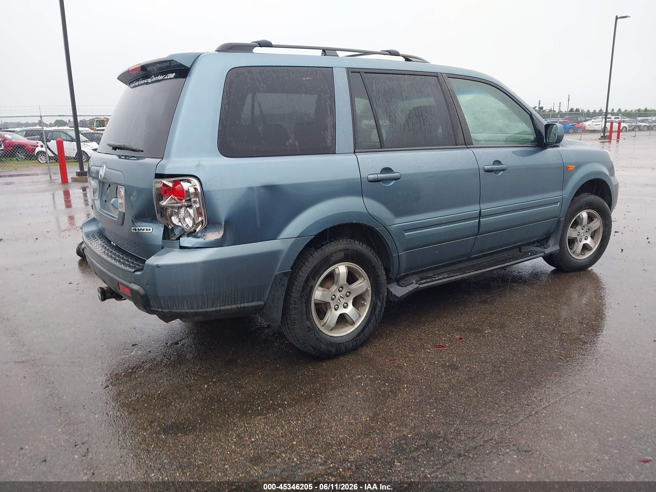 2006 Honda Pilot Ex-l Blue vin: 5FNYF18796B001652