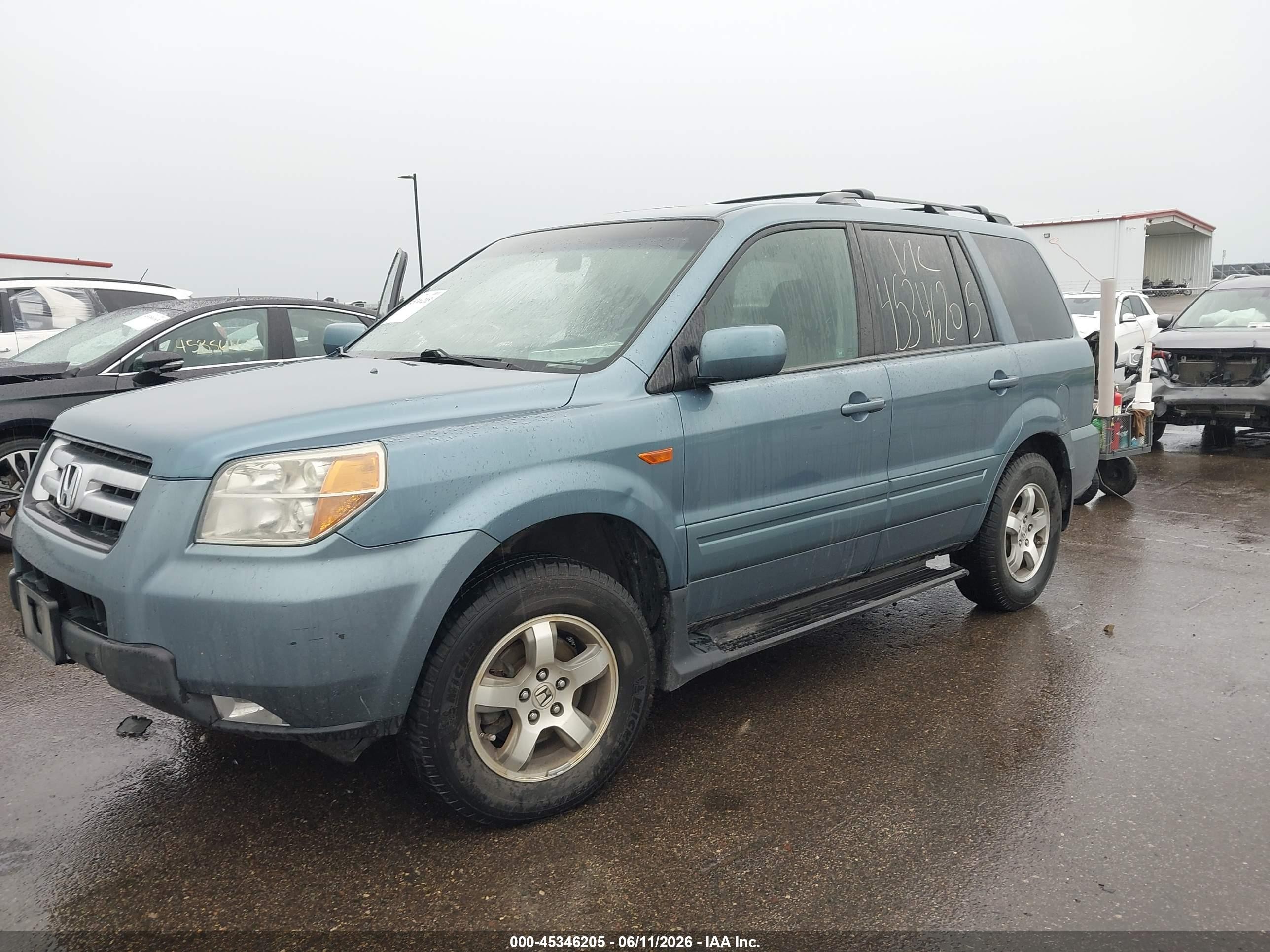 2006 Honda Pilot Ex-l Blue vin: 5FNYF18796B001652
