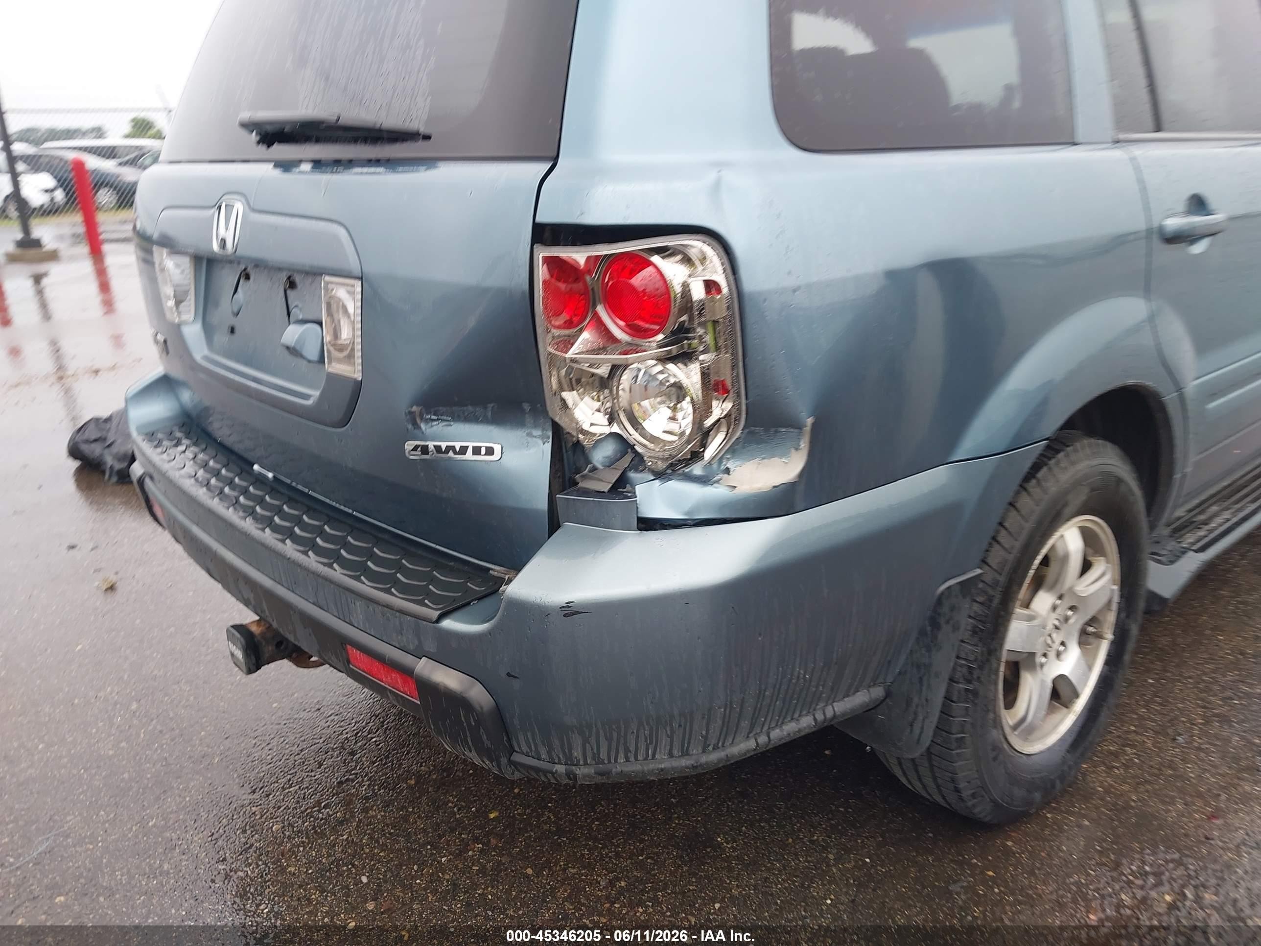2006 Honda Pilot Ex-l Blue vin: 5FNYF18796B001652