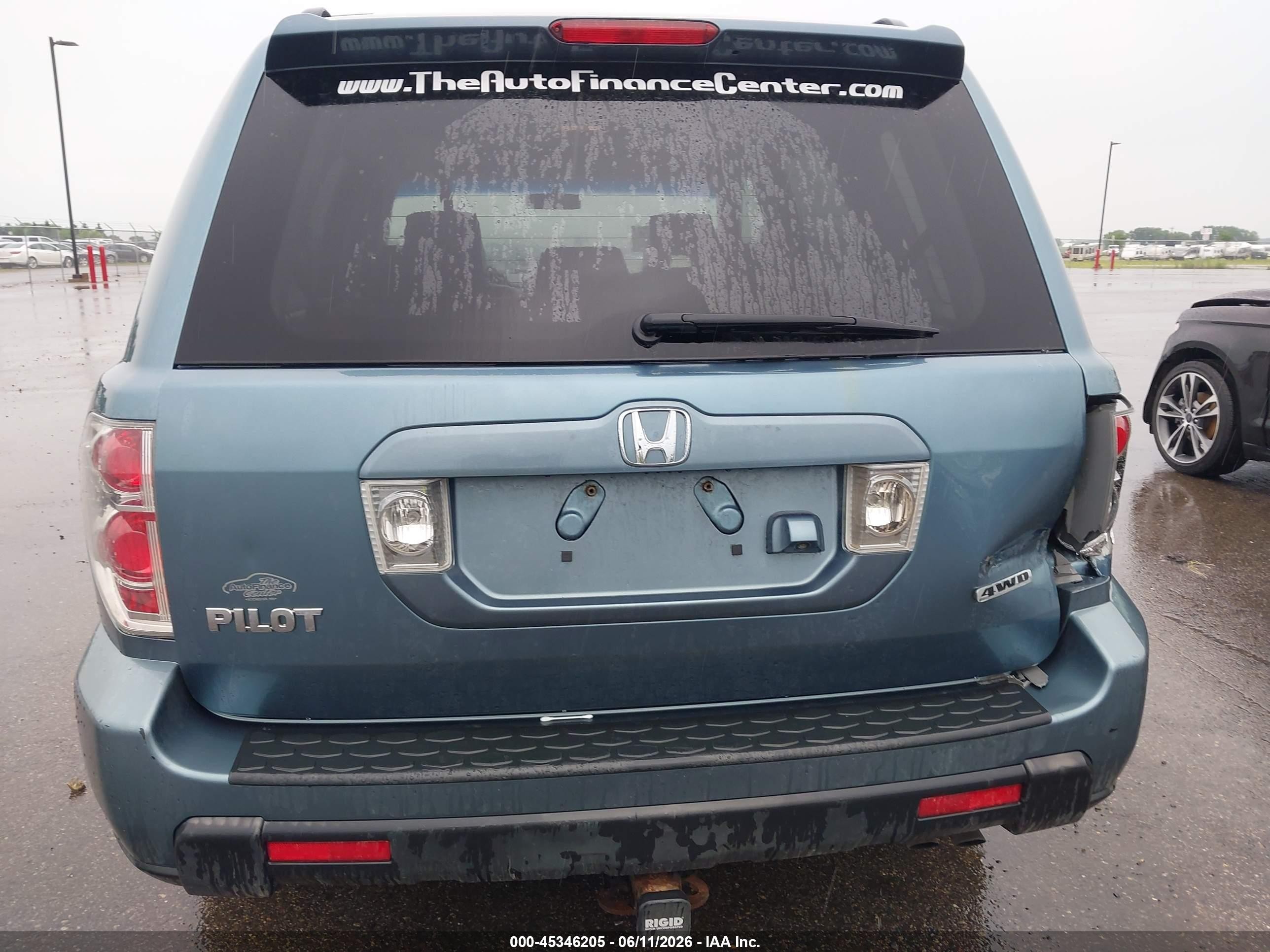 2006 Honda Pilot Ex-l Blue vin: 5FNYF18796B001652