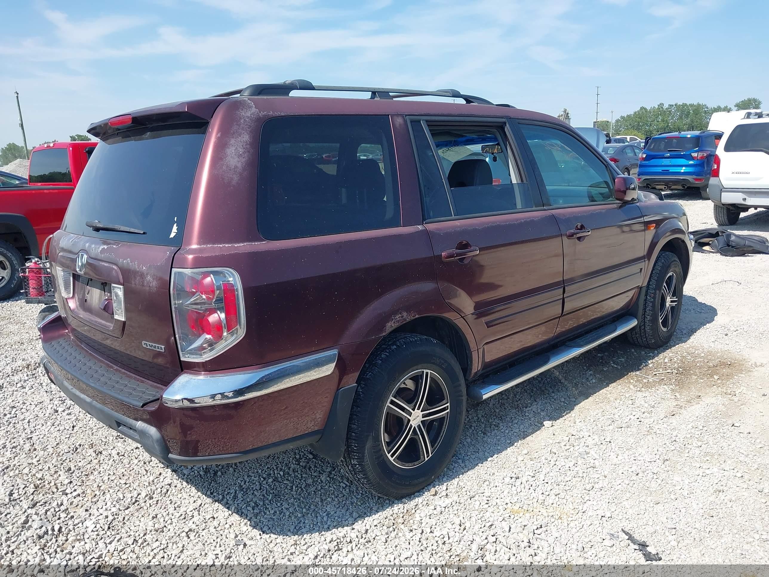 2007 Honda Pilot Ex-l Burgundy vin: 5FNYF18797B001183