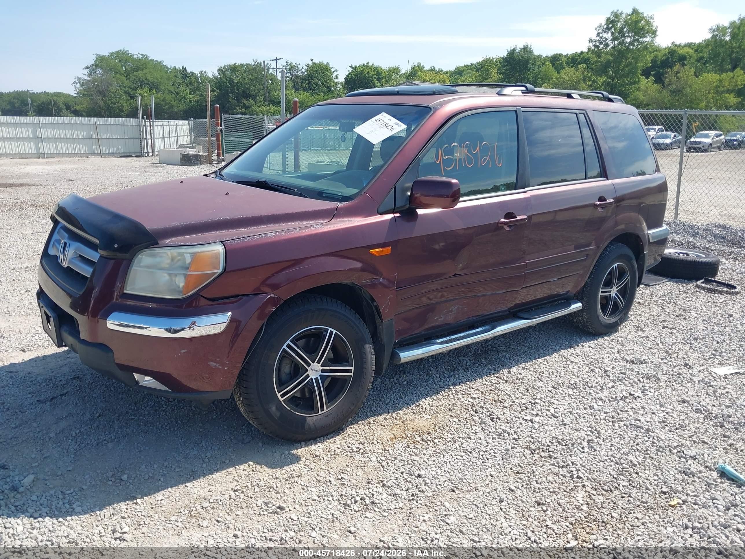 2007 Honda Pilot Ex-l Burgundy vin: 5FNYF18797B001183