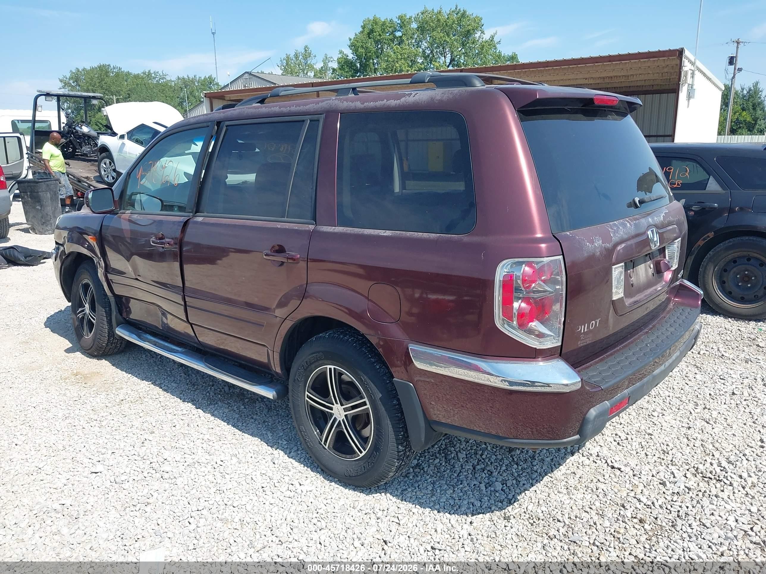 2007 Honda Pilot Ex-l Burgundy vin: 5FNYF18797B001183