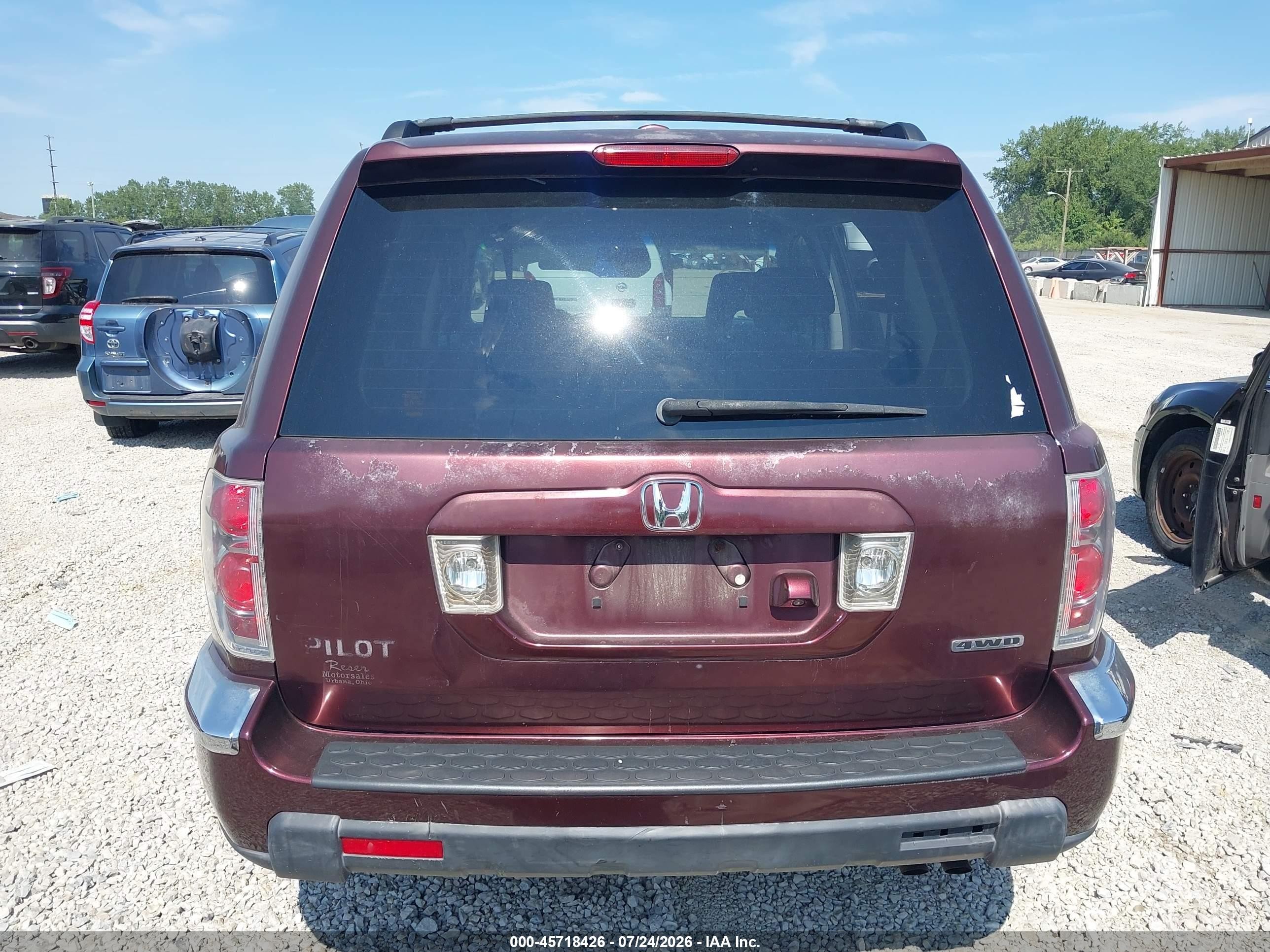 2007 Honda Pilot Ex-l Burgundy vin: 5FNYF18797B001183