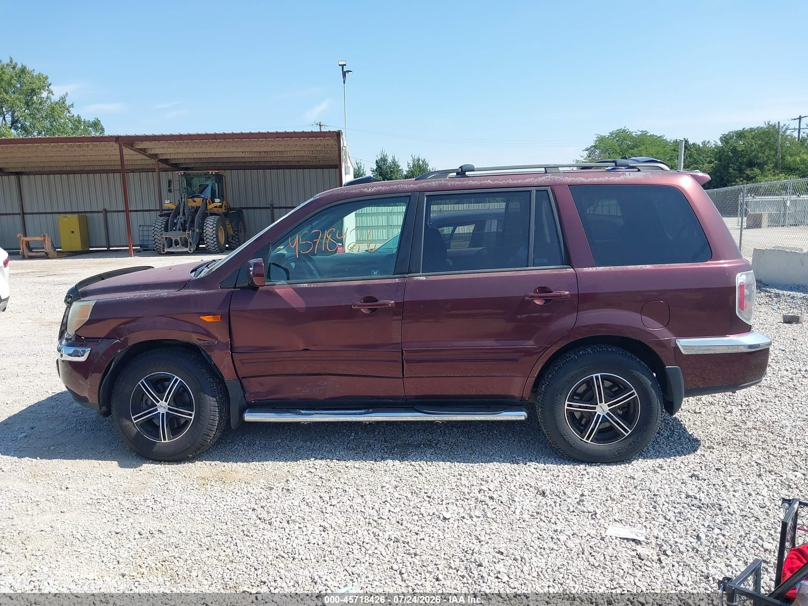 2007 Honda Pilot Ex-l Burgundy vin: 5FNYF18797B001183