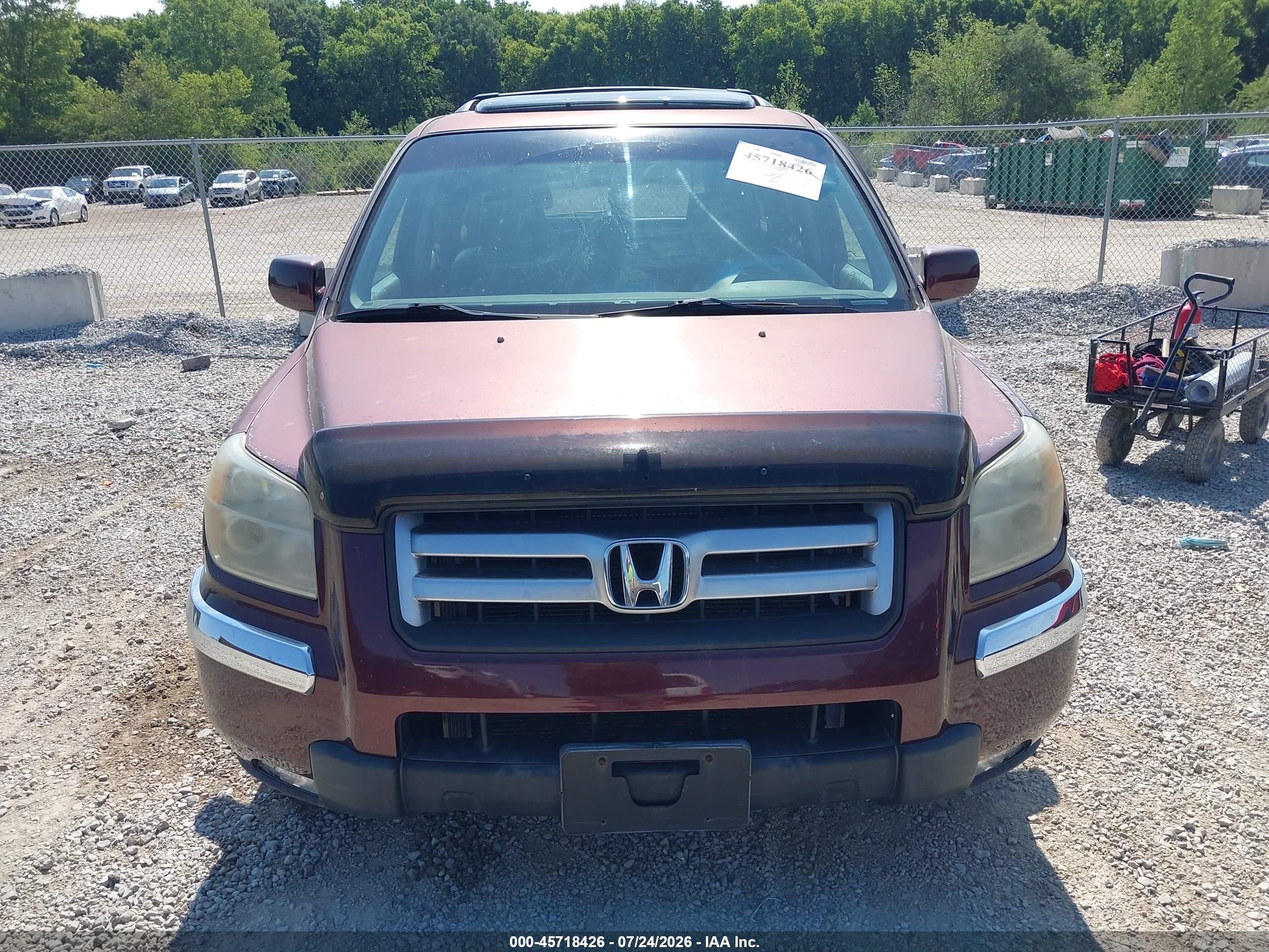 2007 Honda Pilot Ex-l Burgundy vin: 5FNYF18797B001183