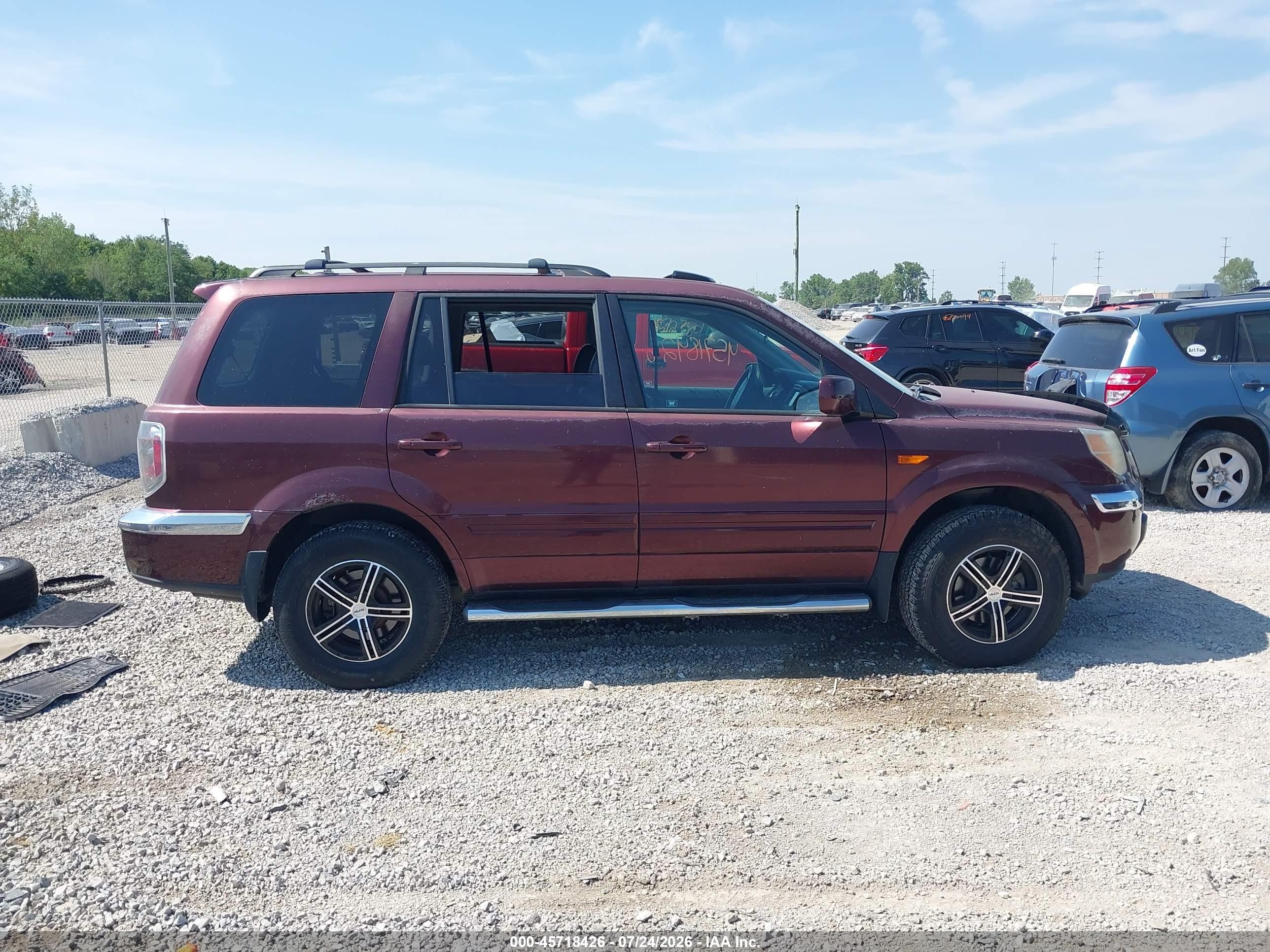 2007 Honda Pilot Ex-l Burgundy vin: 5FNYF18797B001183