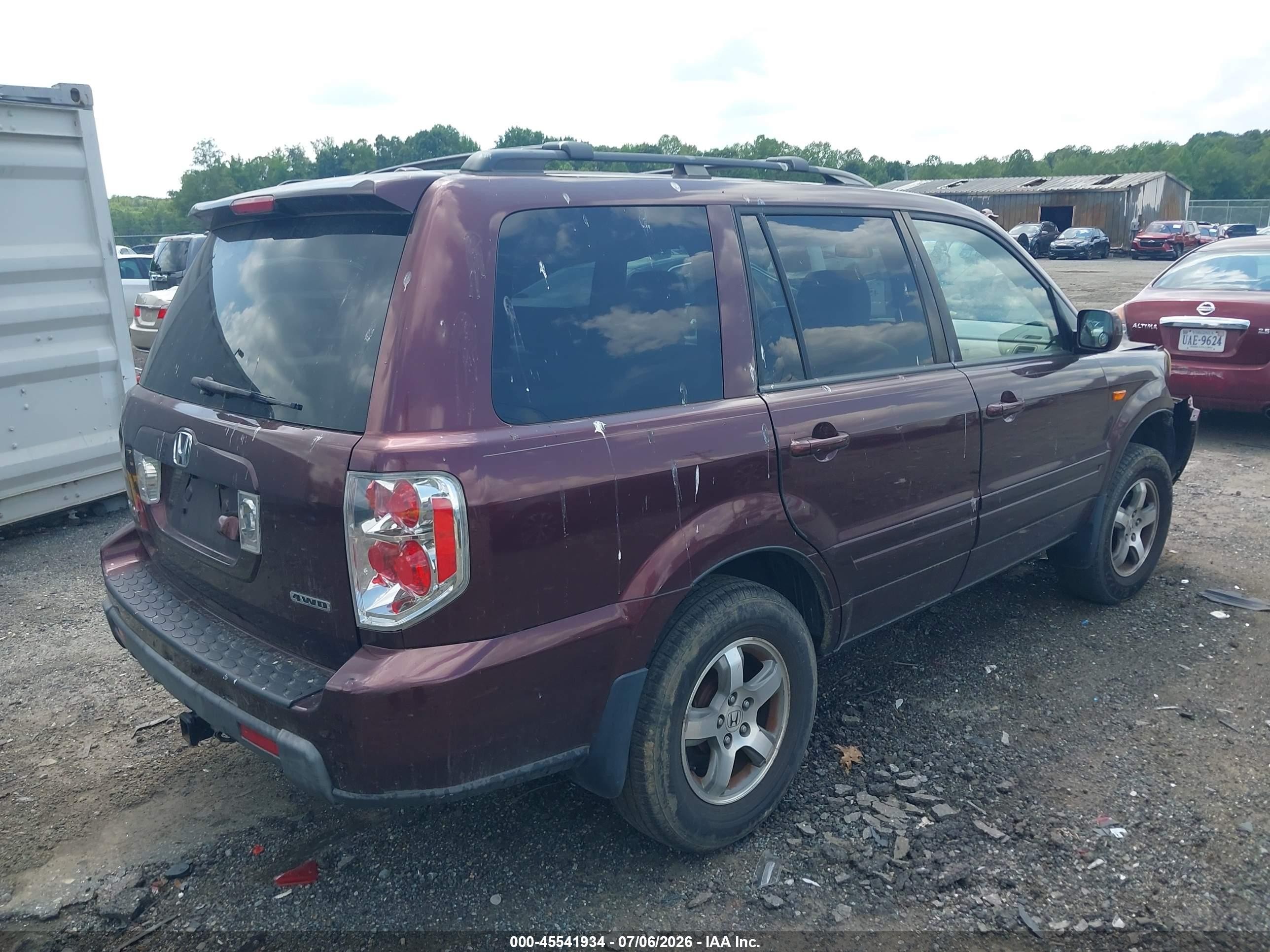 2008 Honda Pilot Ex-l Purple vin: 5FNYF18798B024335