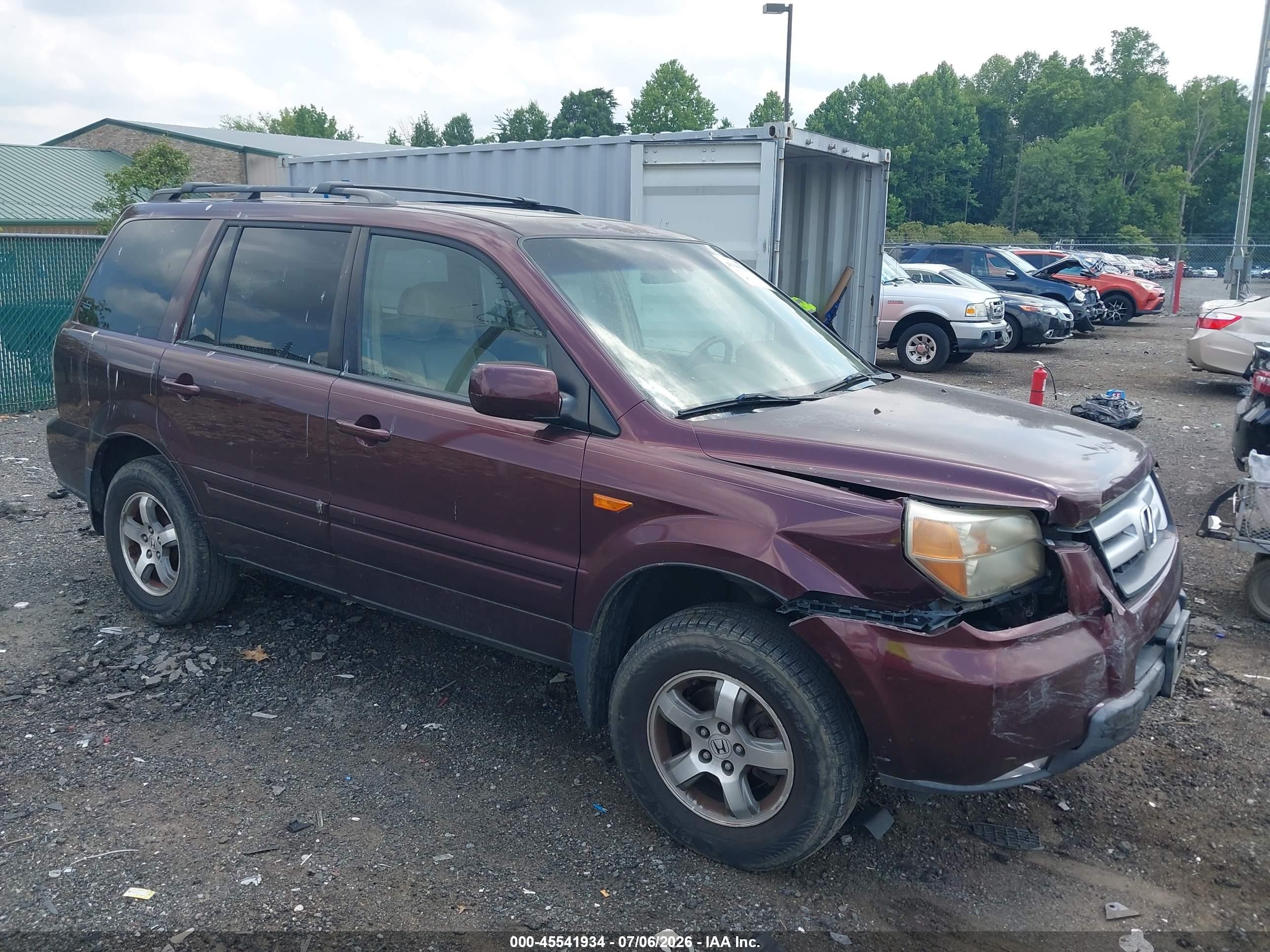 2008 Honda Pilot Ex-l Purple vin: 5FNYF18798B024335