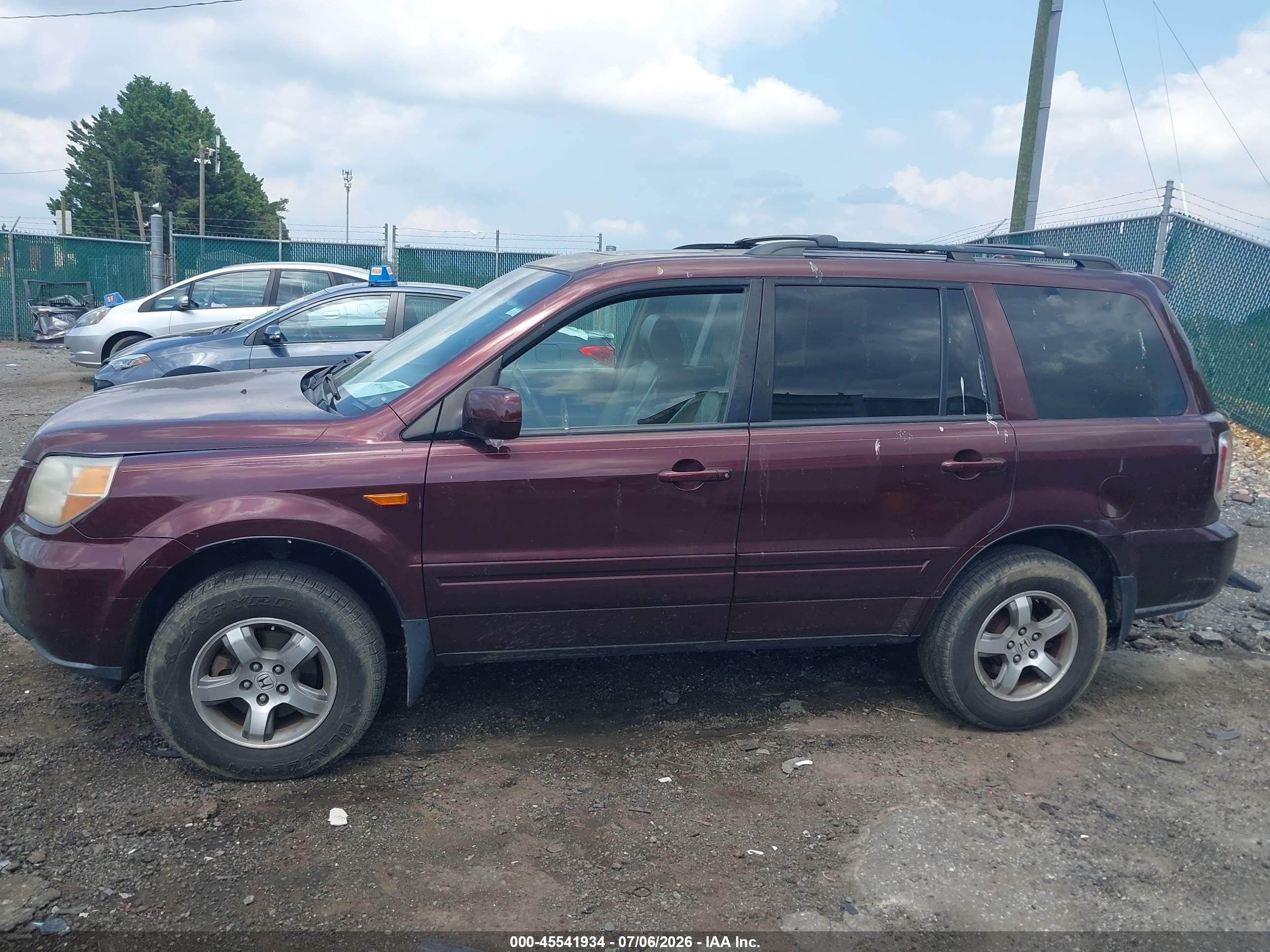 2008 Honda Pilot Ex-l Purple vin: 5FNYF18798B024335