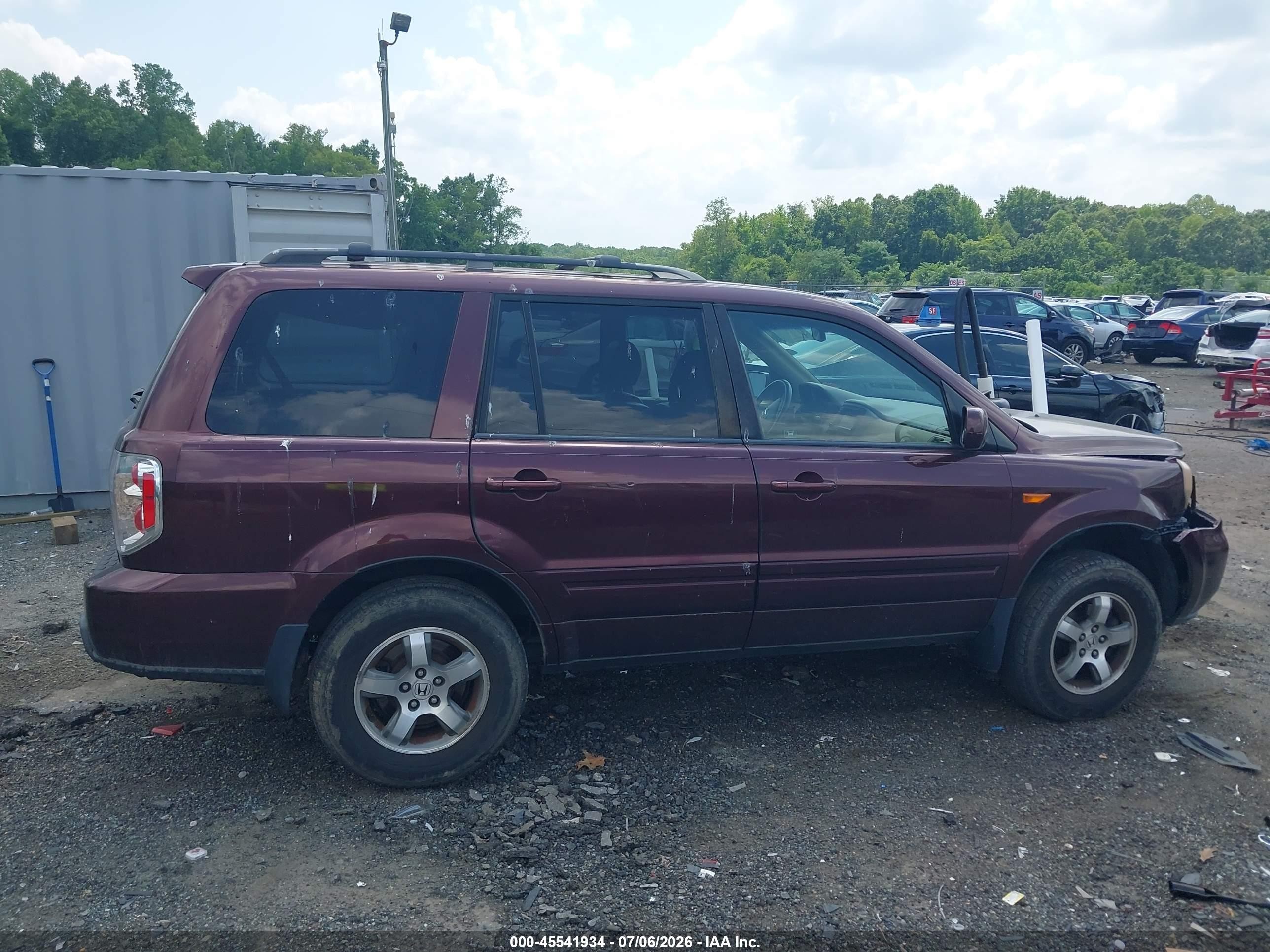 2008 Honda Pilot Ex-l Purple vin: 5FNYF18798B024335