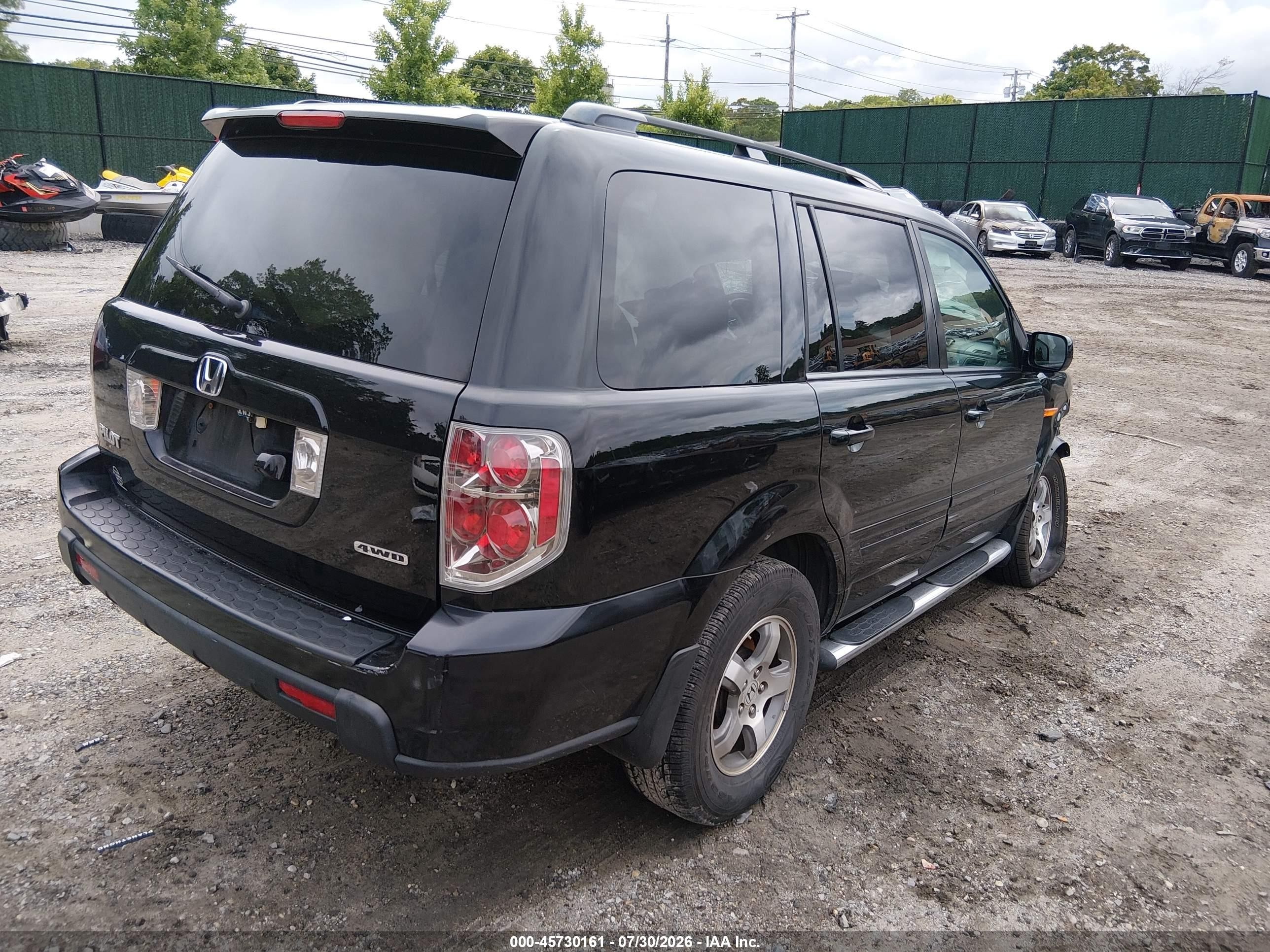 2008 Honda Pilot Ex-l Black vin: 5FNYF187X8B000707