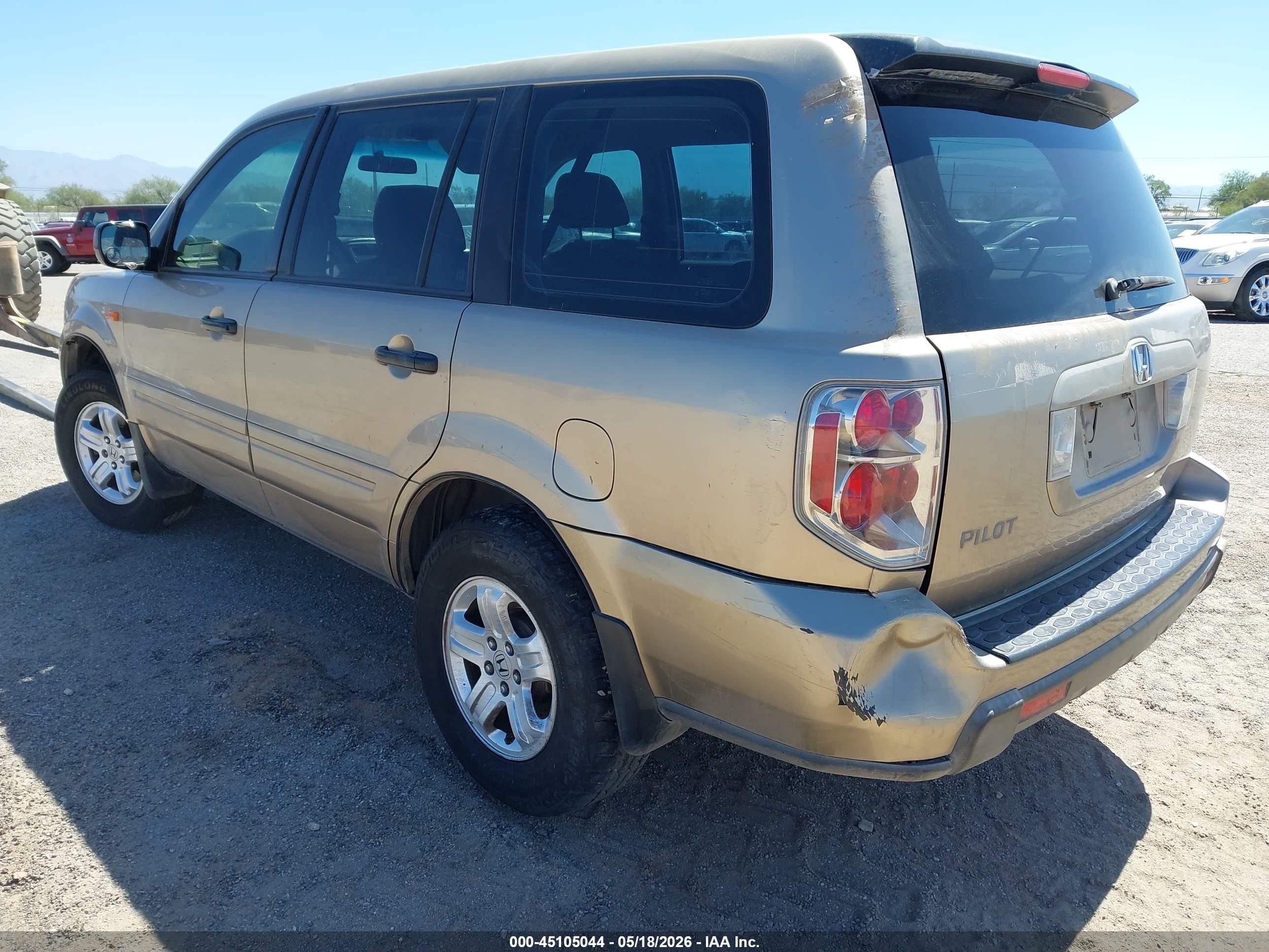 2006 Honda Pilot Lx Gold vin: 5FNYF28106B036906