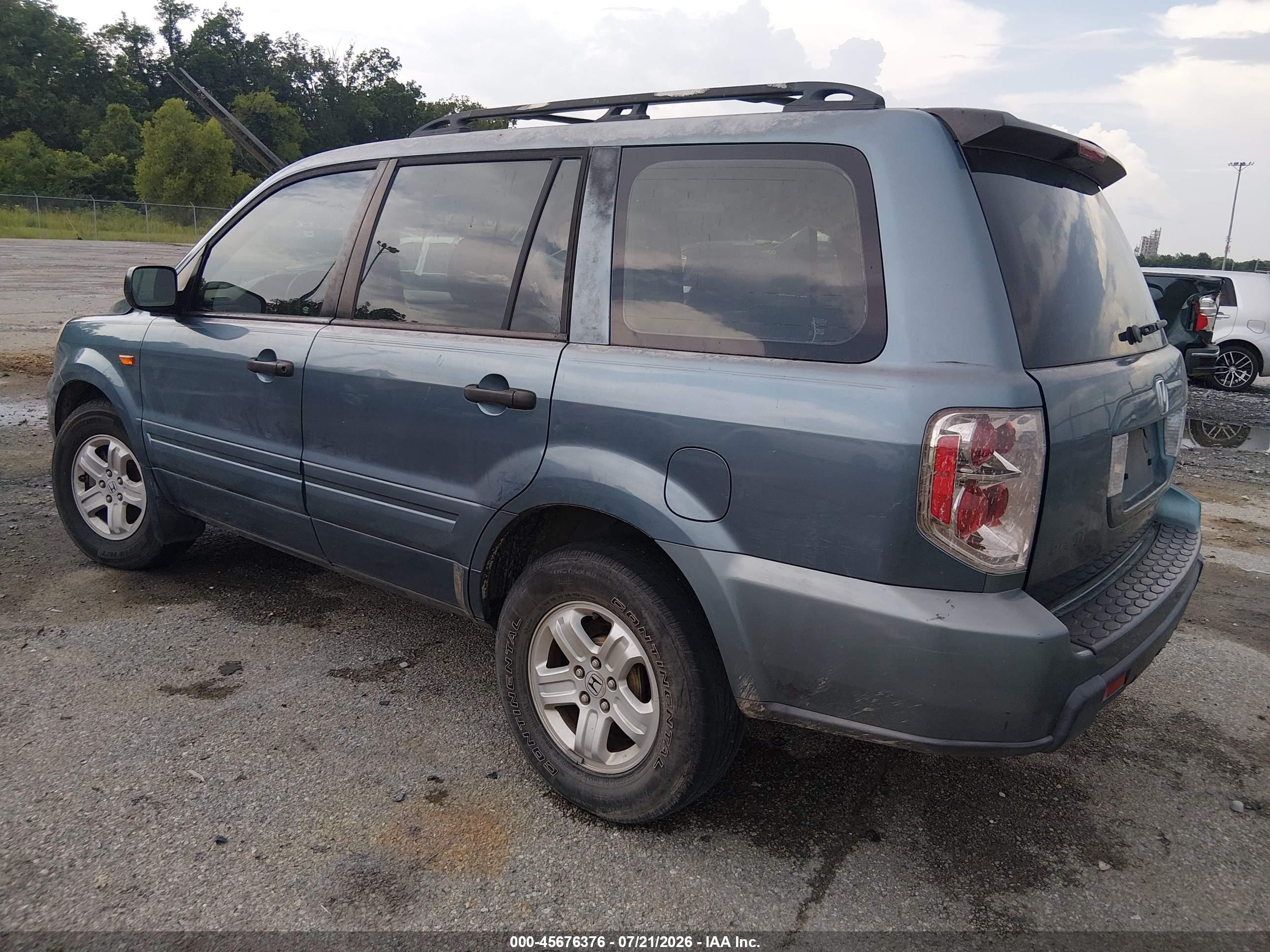 2006 Honda Pilot Lx Blue vin: 5FNYF28106B052197
