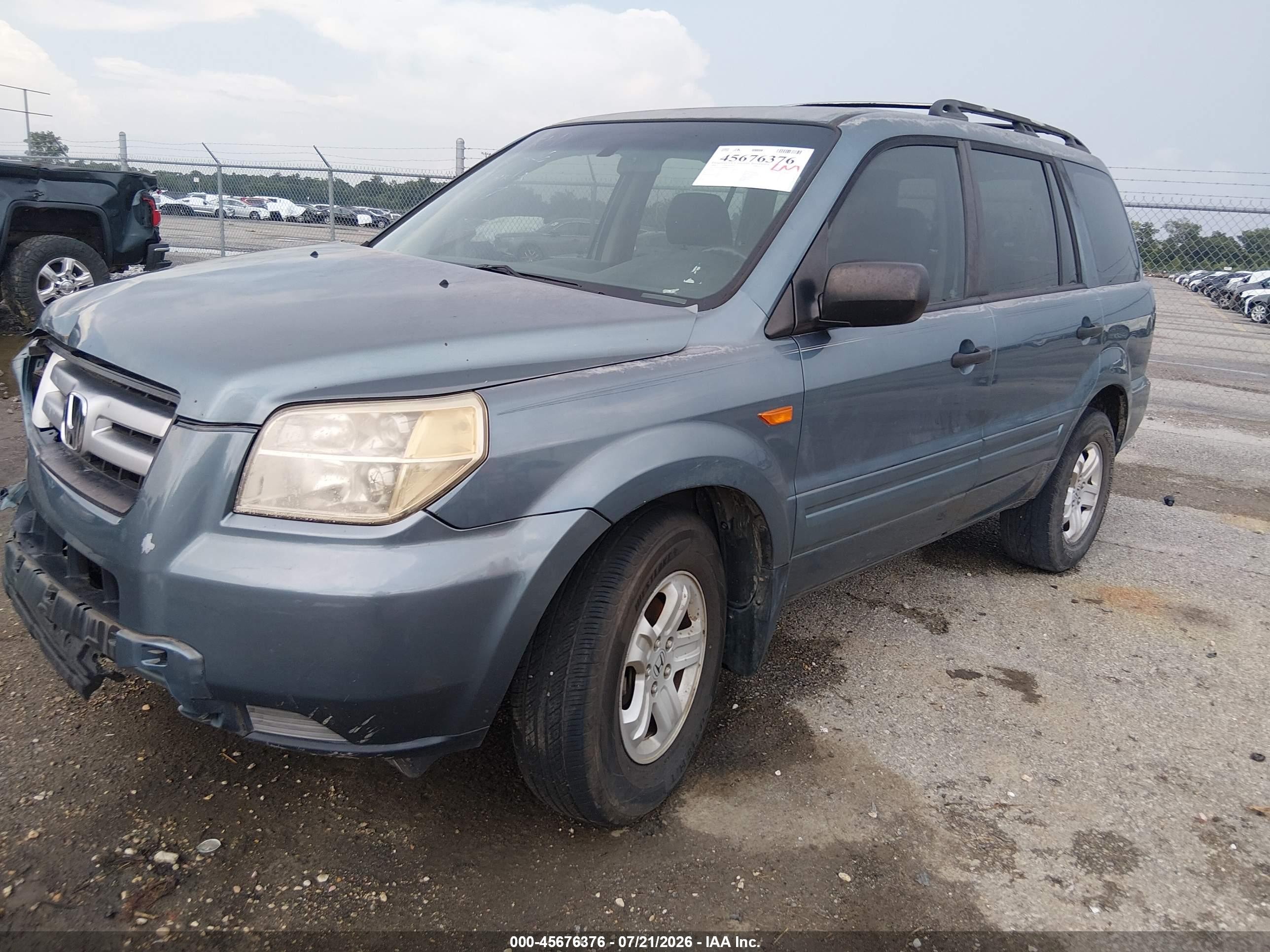 2006 Honda Pilot Lx Blue vin: 5FNYF28106B052197