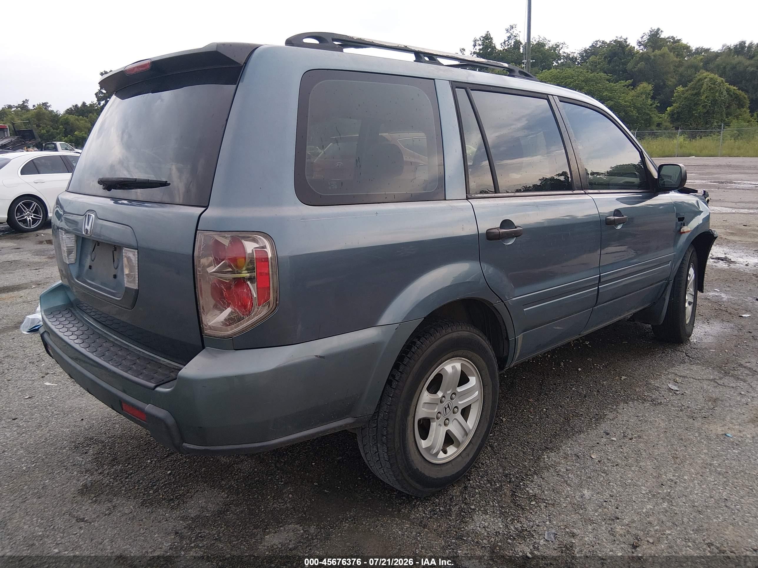 2006 Honda Pilot Lx Blue vin: 5FNYF28106B052197