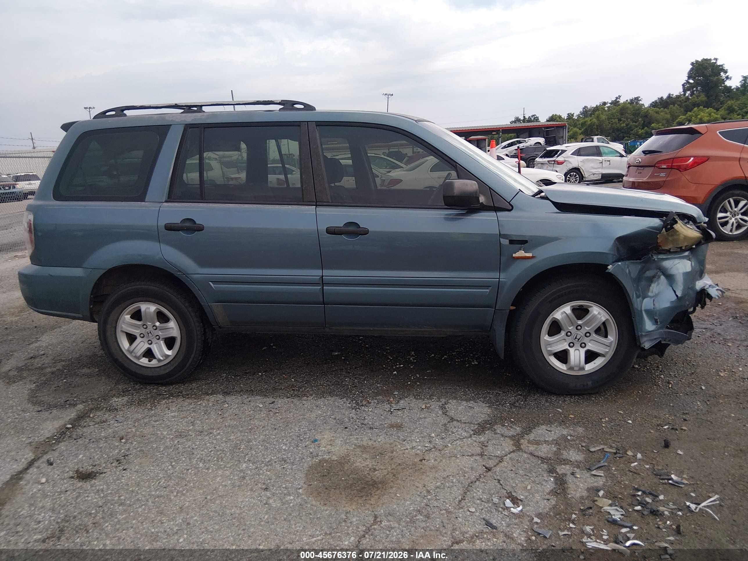 2006 Honda Pilot Lx Blue vin: 5FNYF28106B052197
