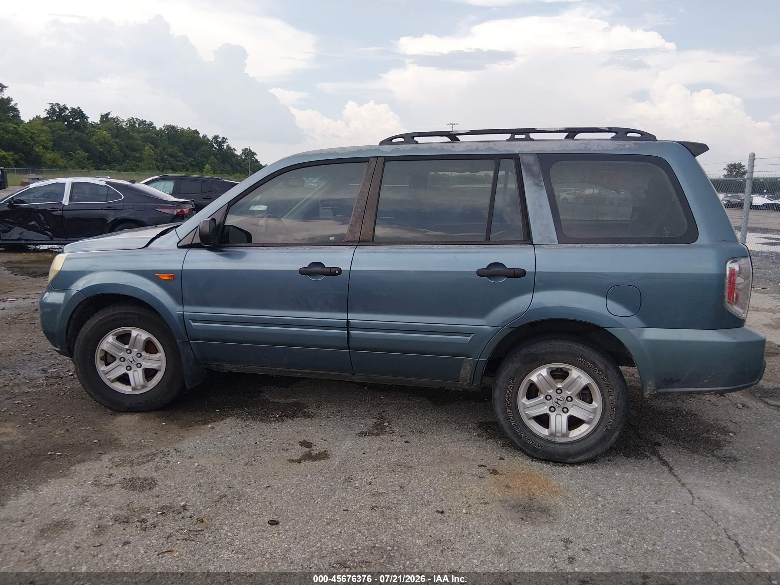 2006 Honda Pilot Lx Blue vin: 5FNYF28106B052197