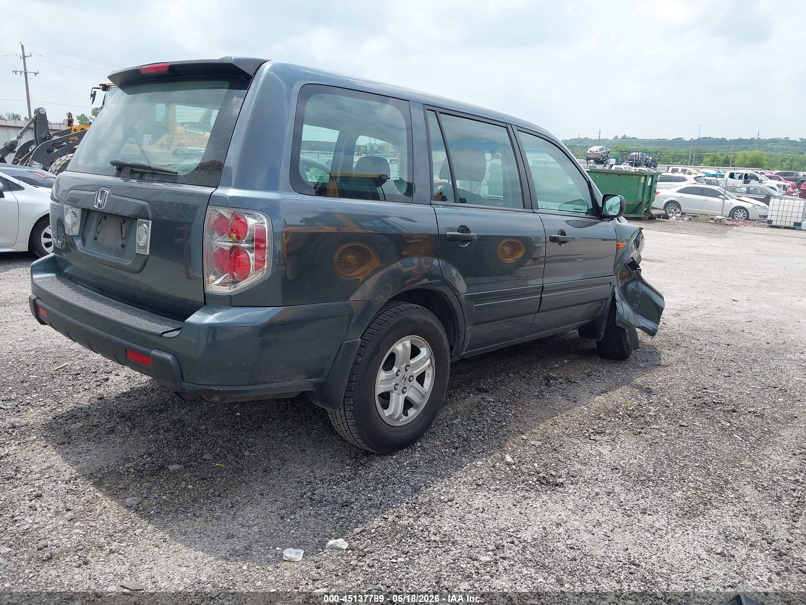 2006 Honda Pilot Lx Gray vin: 5FNYF28116B036834