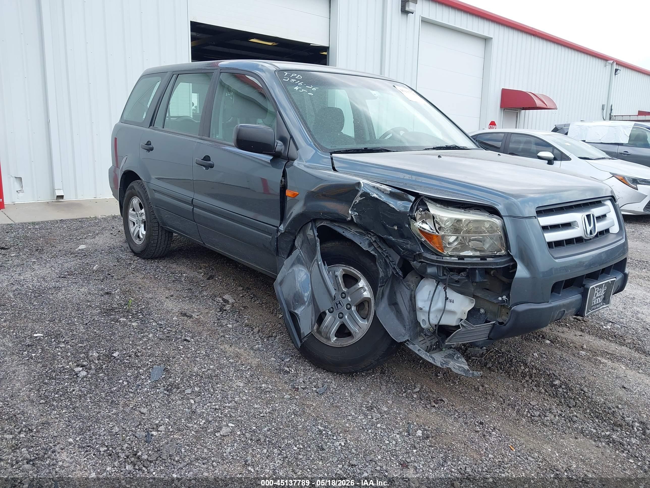 2006 Honda Pilot Lx Gray vin: 5FNYF28116B036834