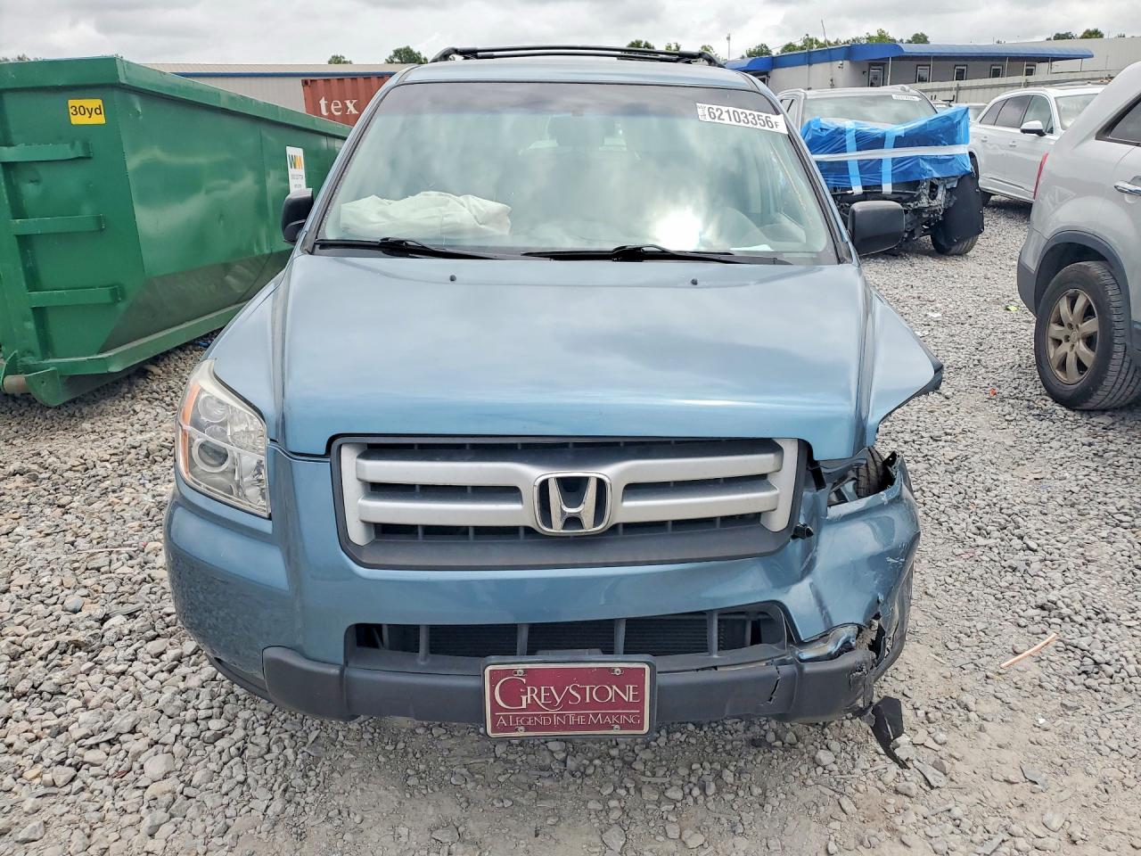 2007 Honda Pilot Lx Blue vin: 5FNYF28117B035488