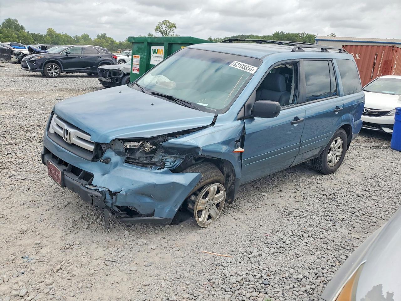 2007 Honda Pilot Lx Blue vin: 5FNYF28117B035488