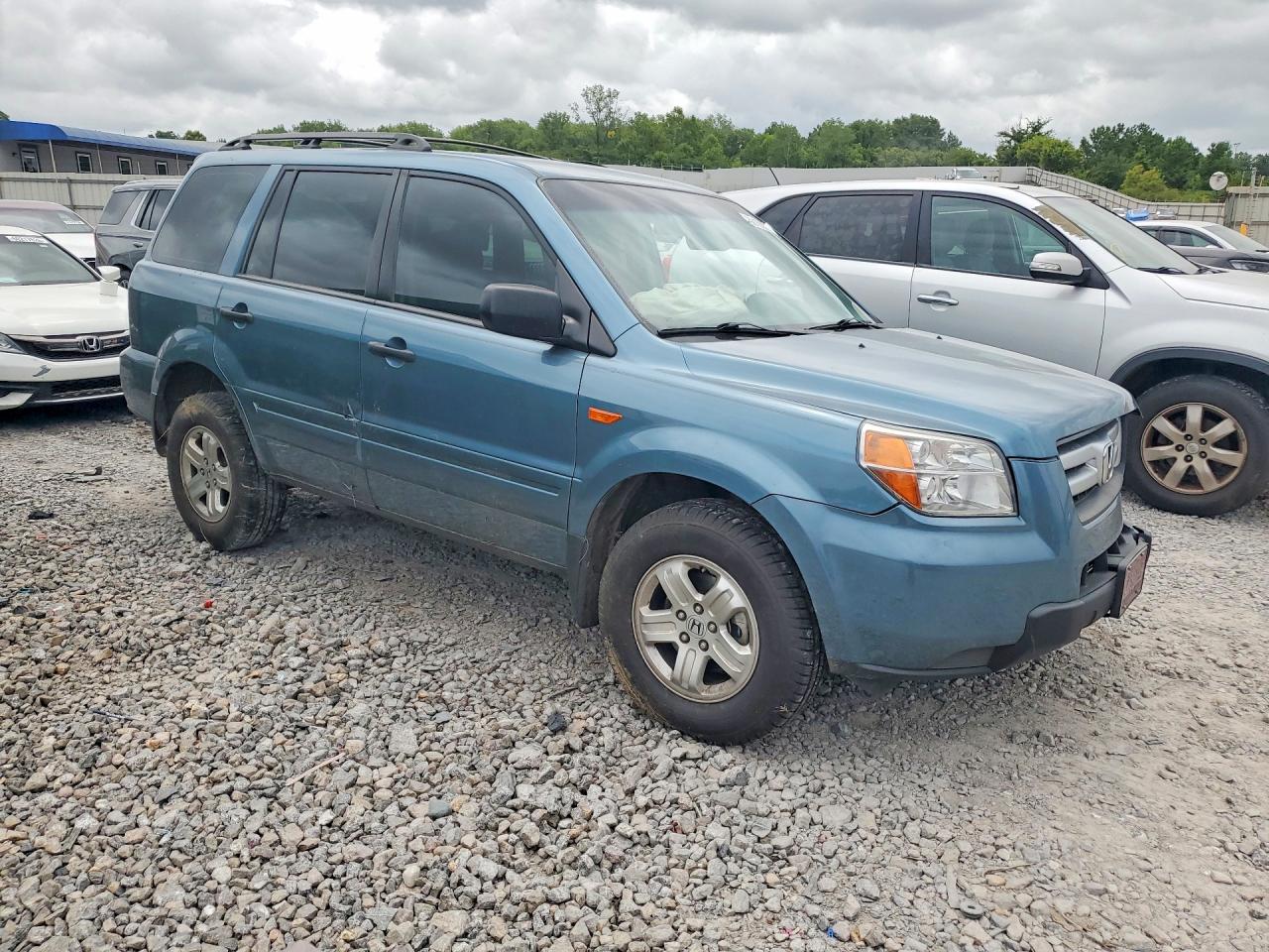 2007 Honda Pilot Lx Blue vin: 5FNYF28117B035488
