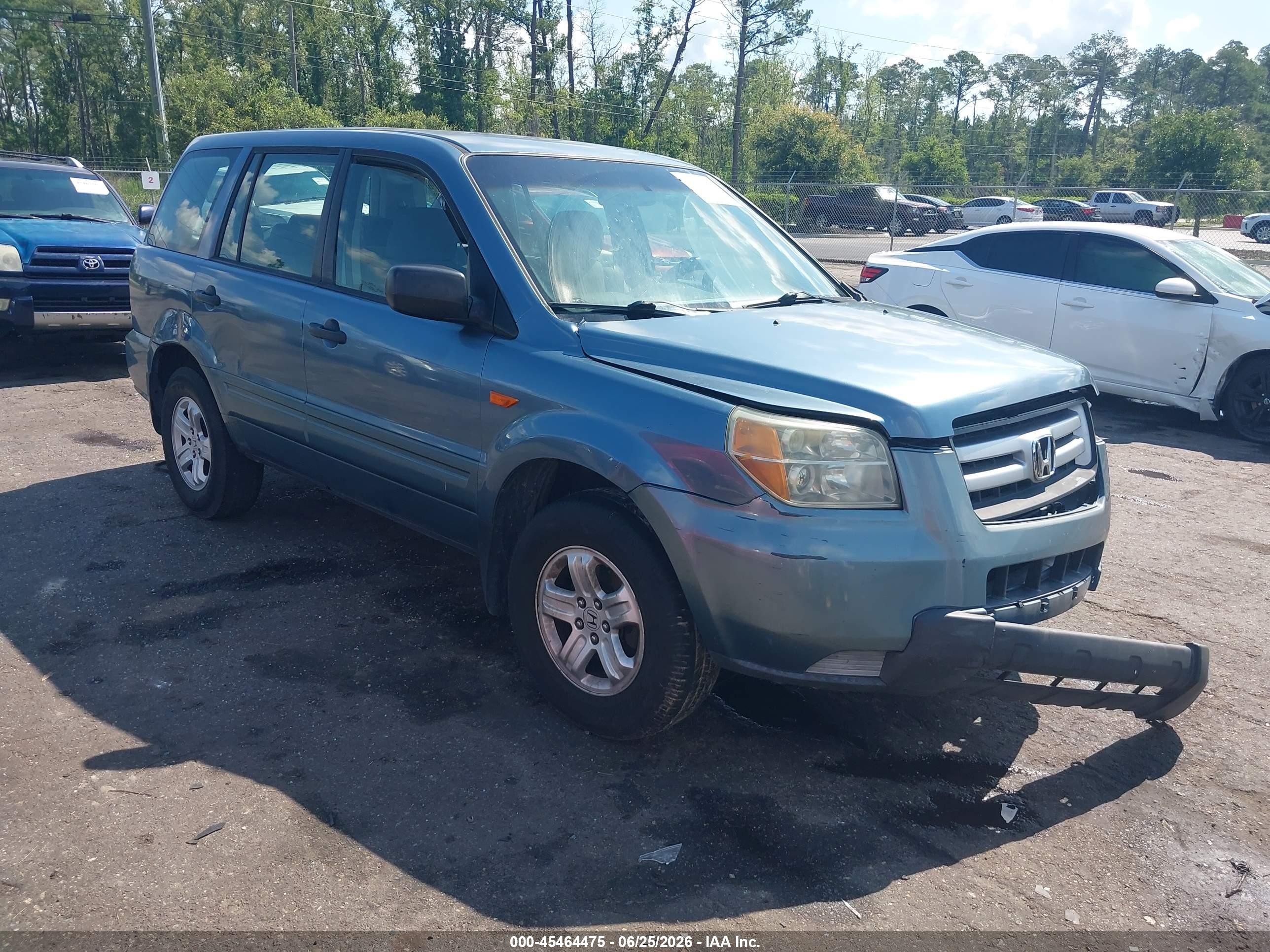 2007 Honda Pilot Lx Blue vin: 5FNYF28127B004931