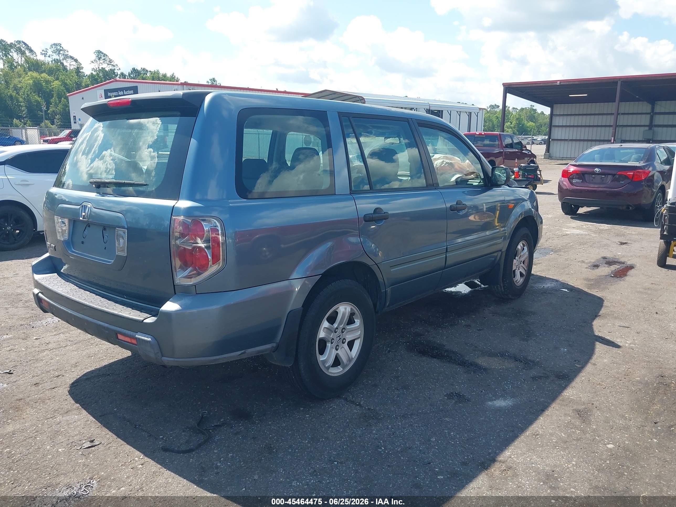 2007 Honda Pilot Lx Blue vin: 5FNYF28127B004931