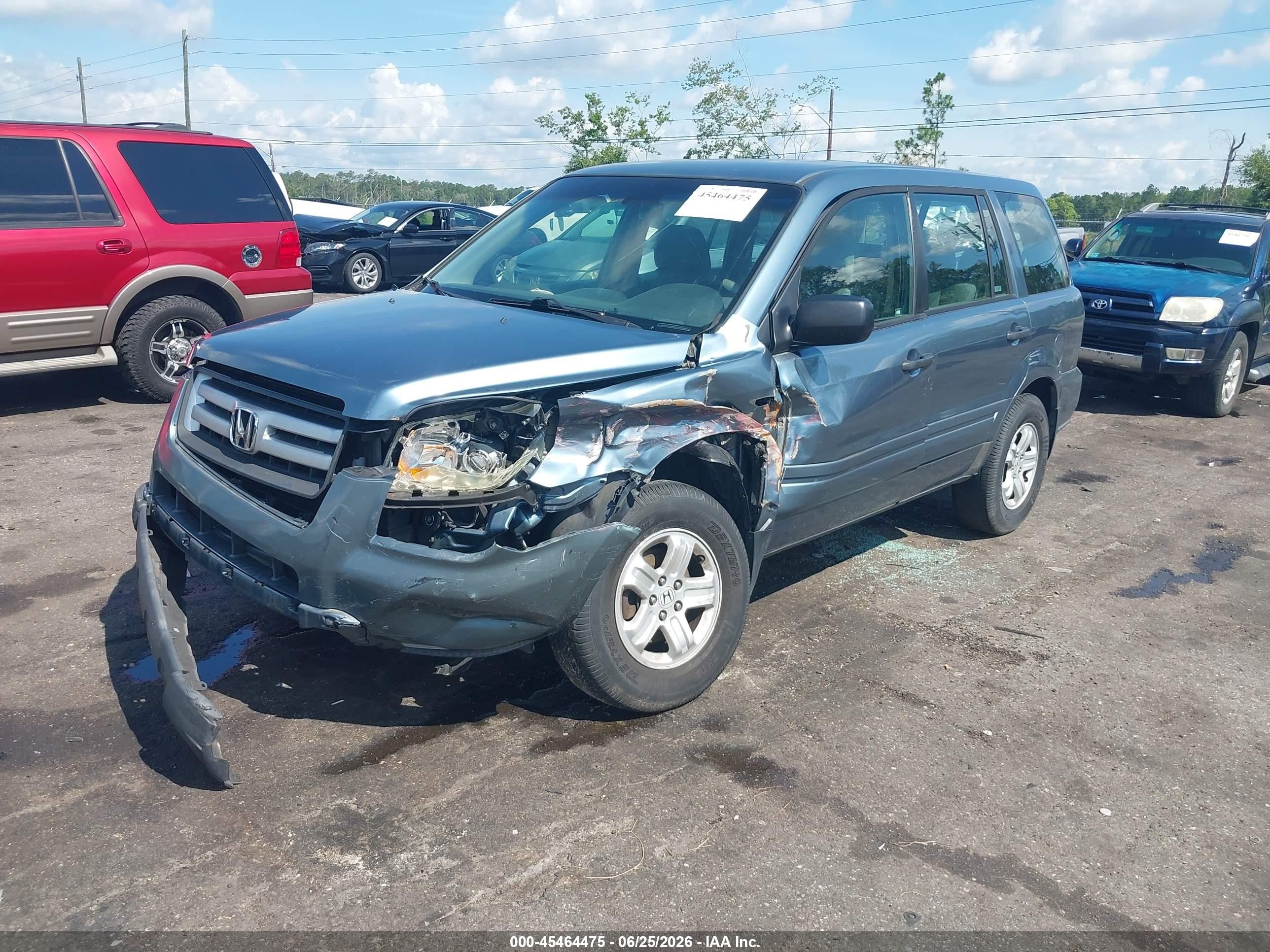 2007 Honda Pilot Lx Blue vin: 5FNYF28127B004931