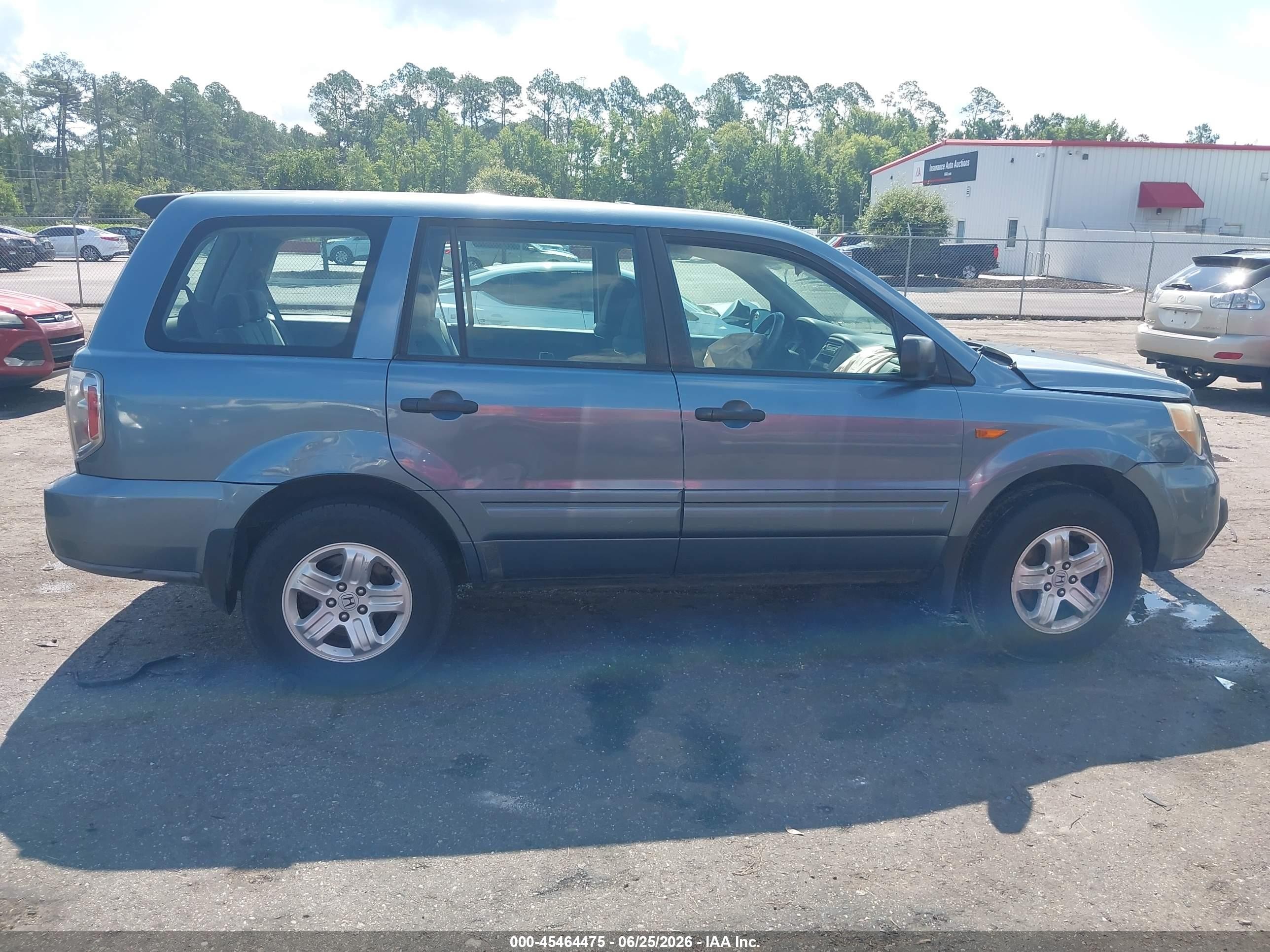 2007 Honda Pilot Lx Blue vin: 5FNYF28127B004931