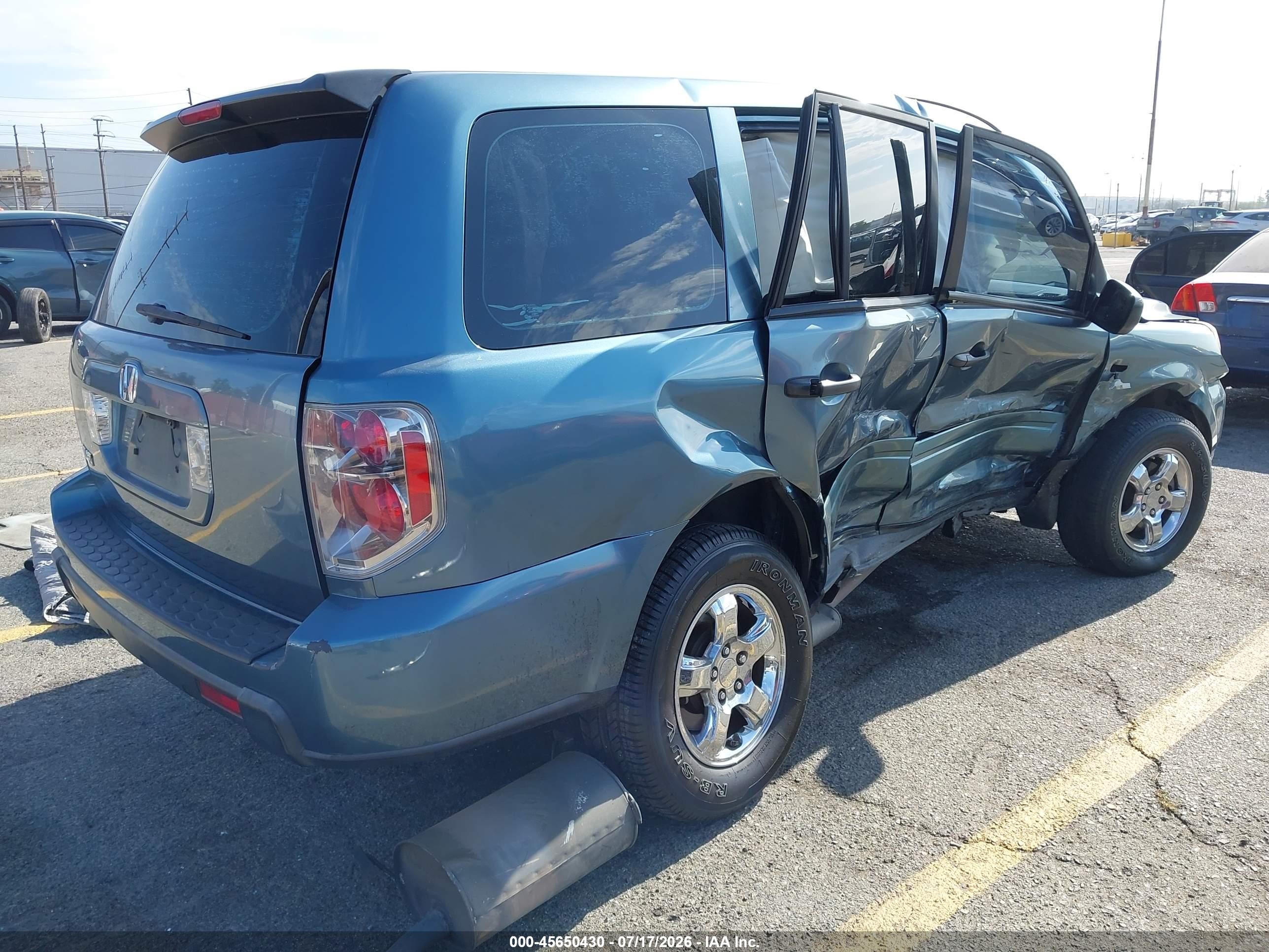 2007 Honda Pilot Lx Green vin: 5FNYF28137B046198