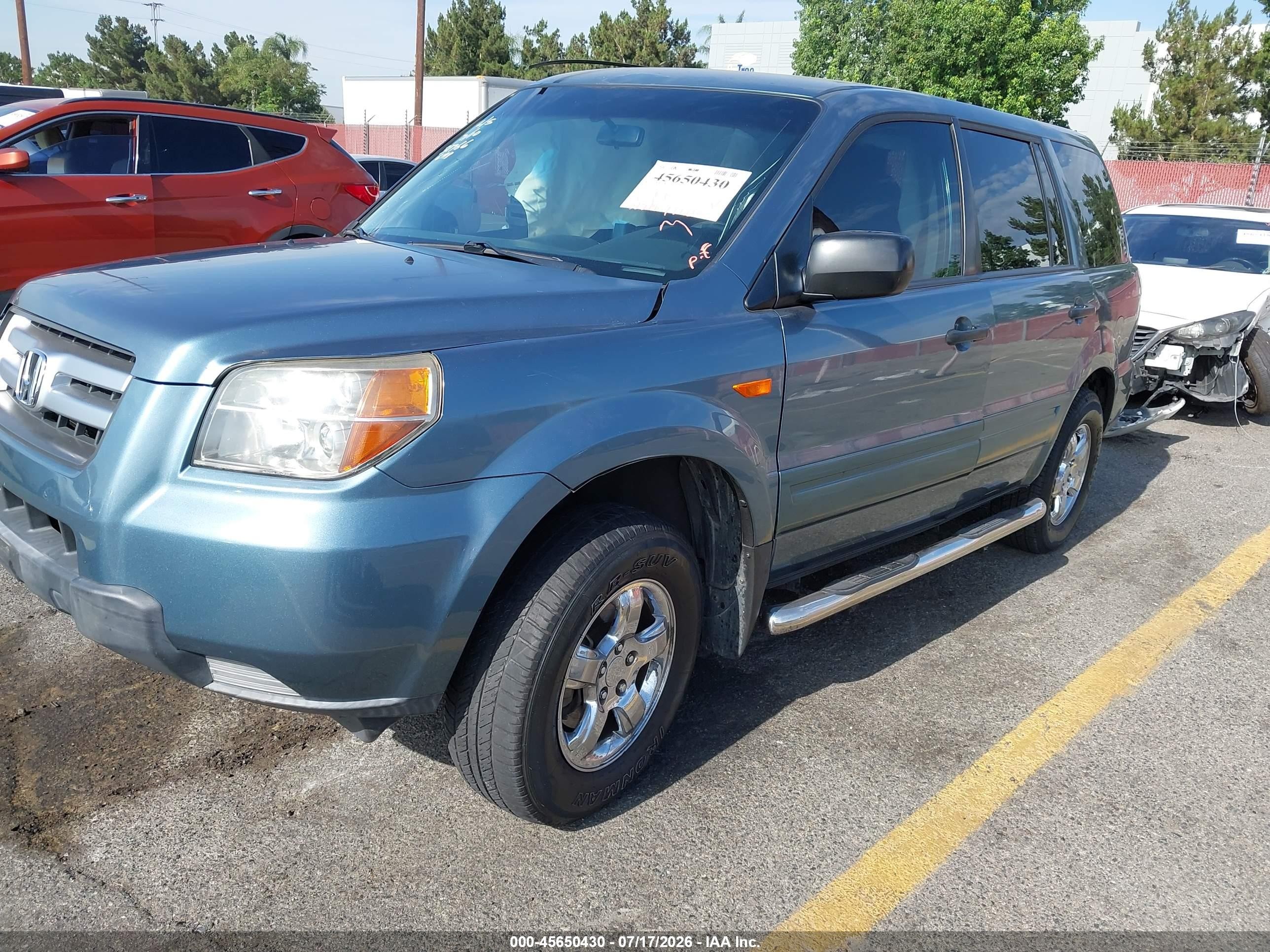 2007 Honda Pilot Lx Green vin: 5FNYF28137B046198