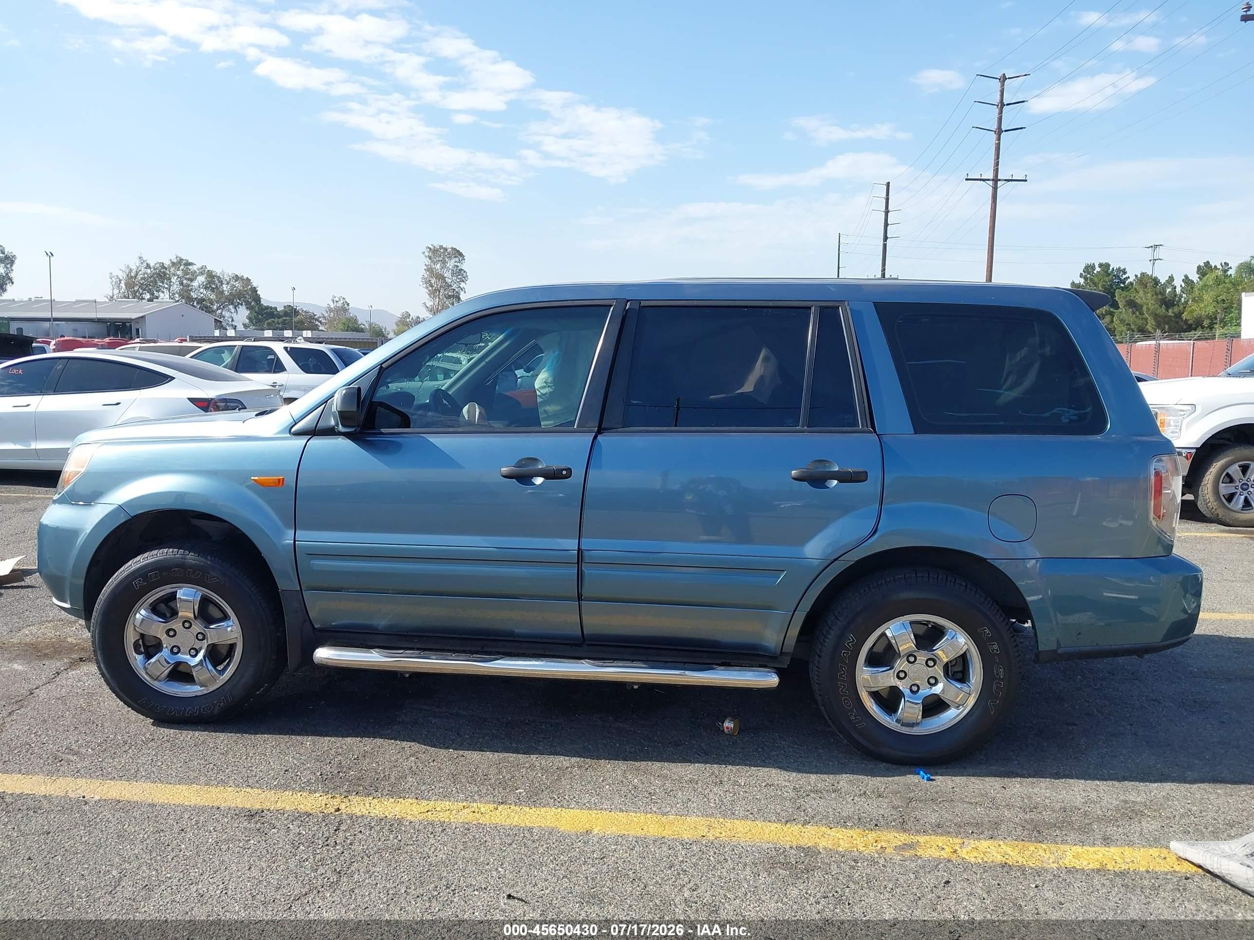 2007 Honda Pilot Lx Green vin: 5FNYF28137B046198