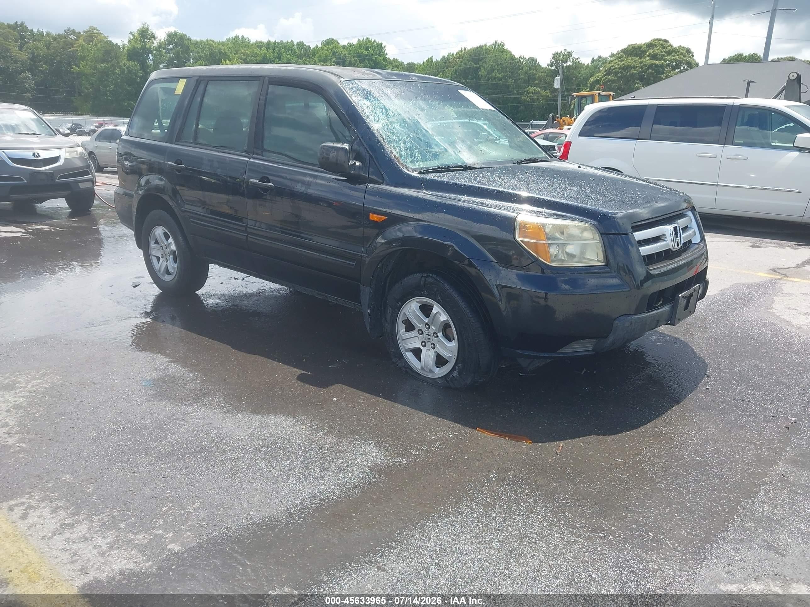 2006 Honda Pilot Lx Black vin: 5FNYF28156B046525