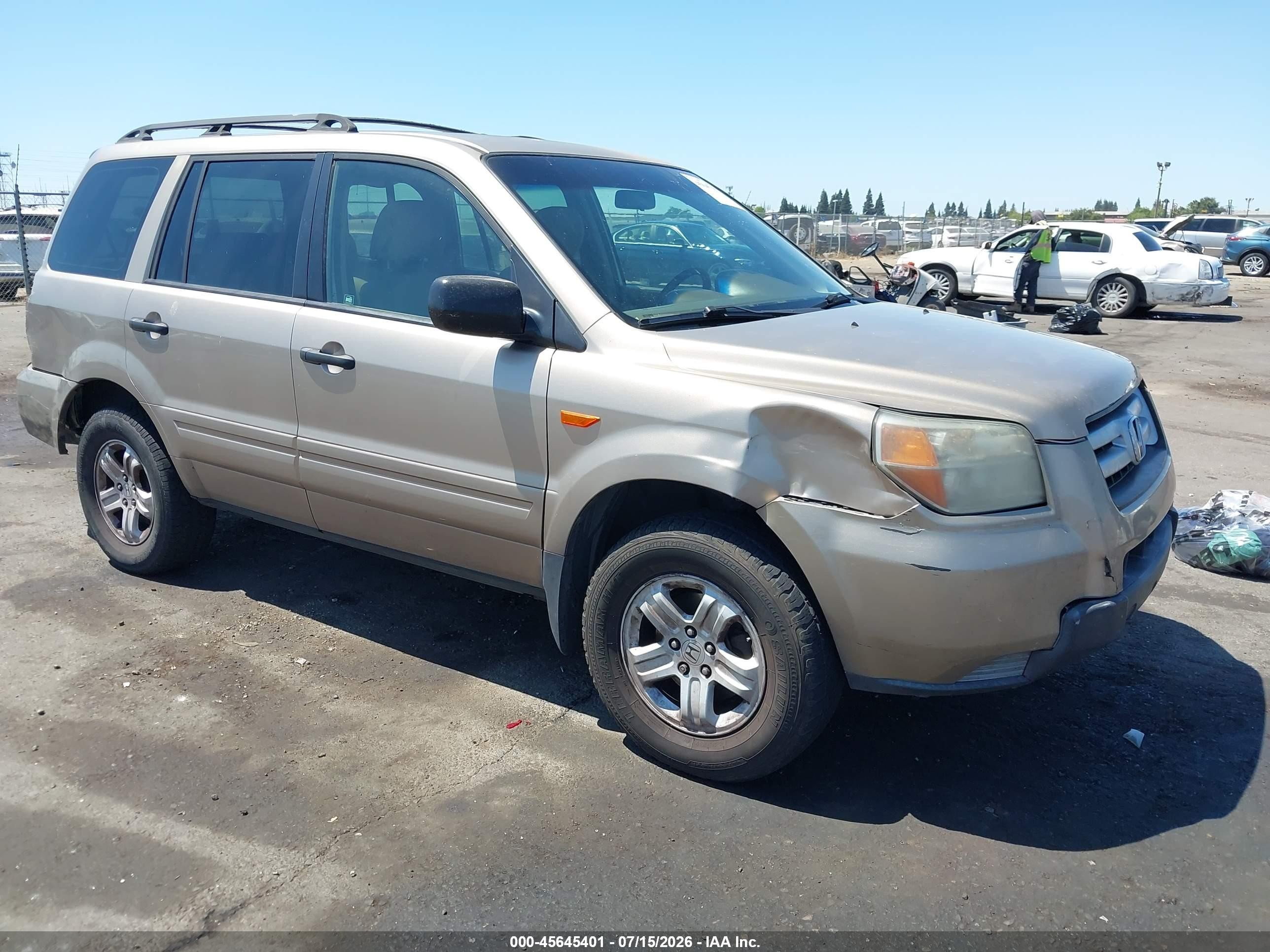 2007 Honda Pilot Lx Gold vin: 5FNYF28167B029329