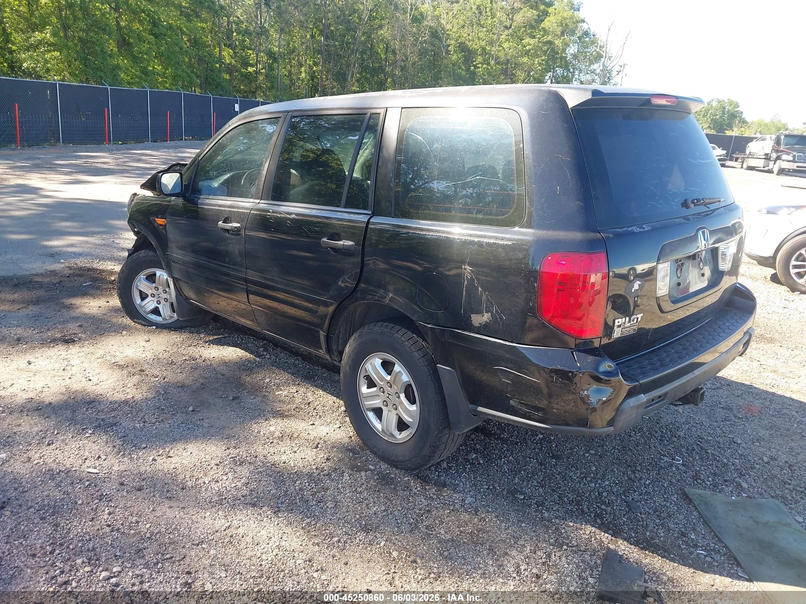 2007 Honda Pilot Lx Black vin: 5FNYF28167B034031