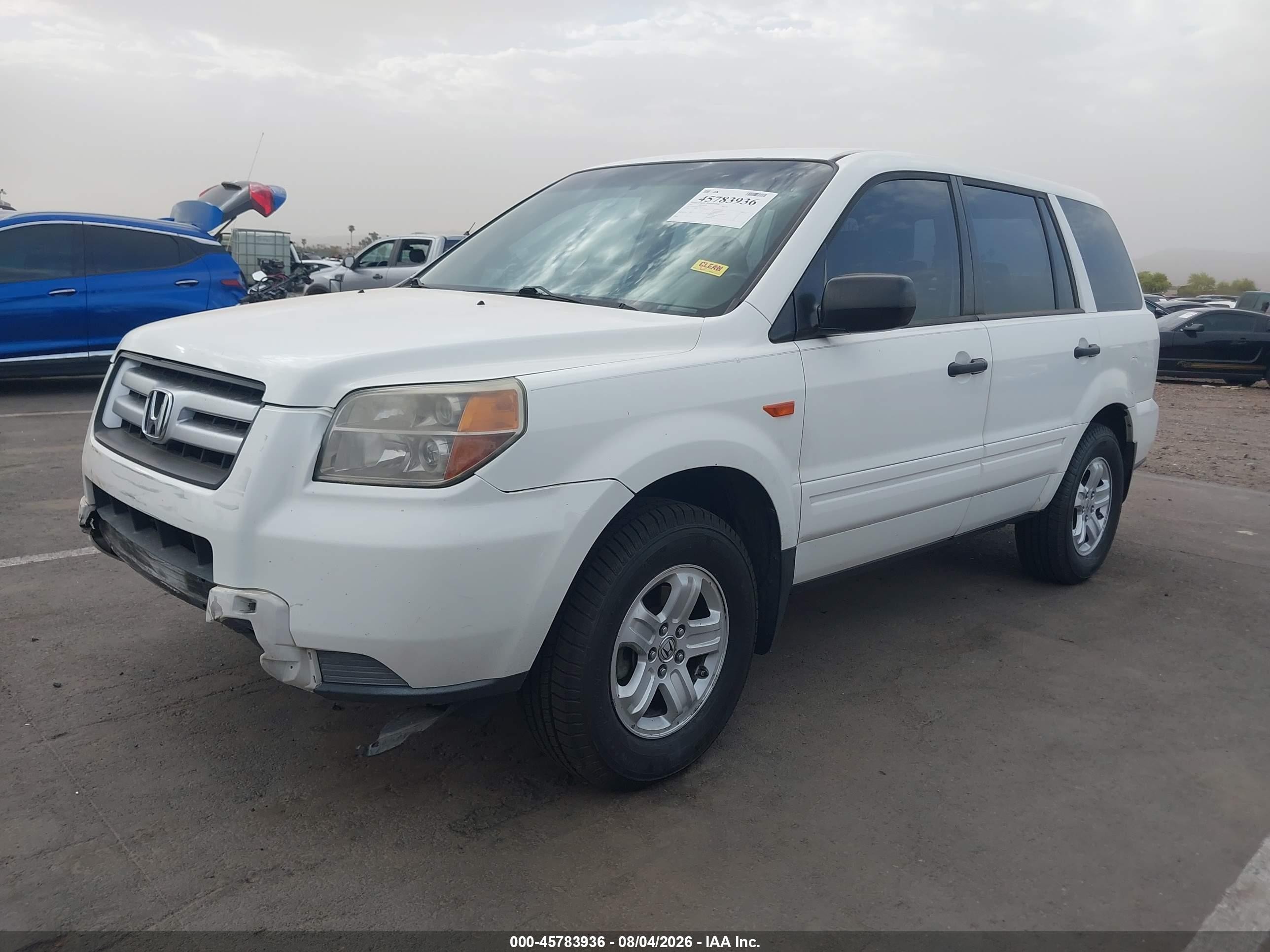 2007 Honda Pilot Lx Белый vin: 5FNYF28177B009221