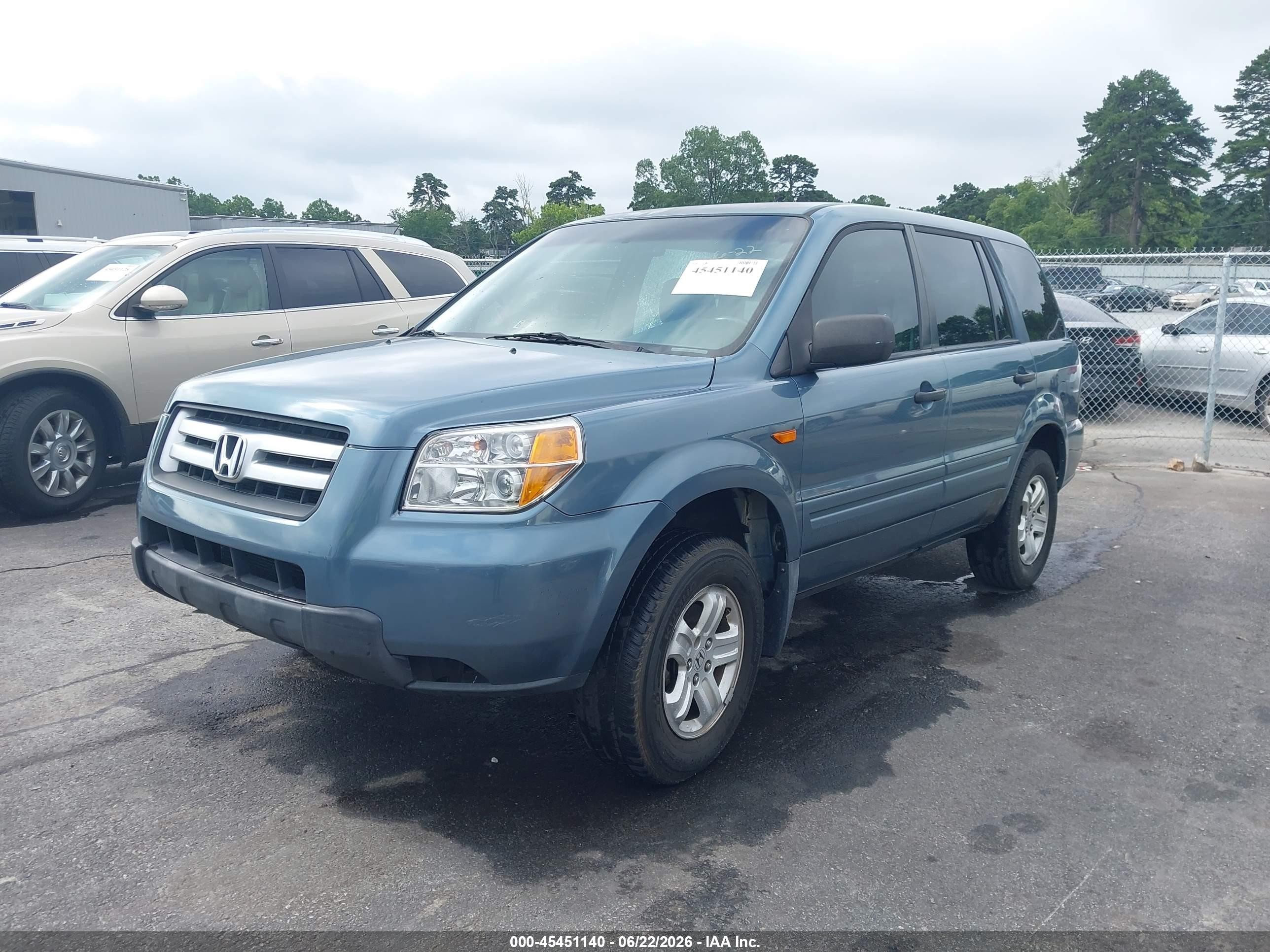 2006 Honda Pilot Lx Light Blue vin: 5FNYF28186B037785
