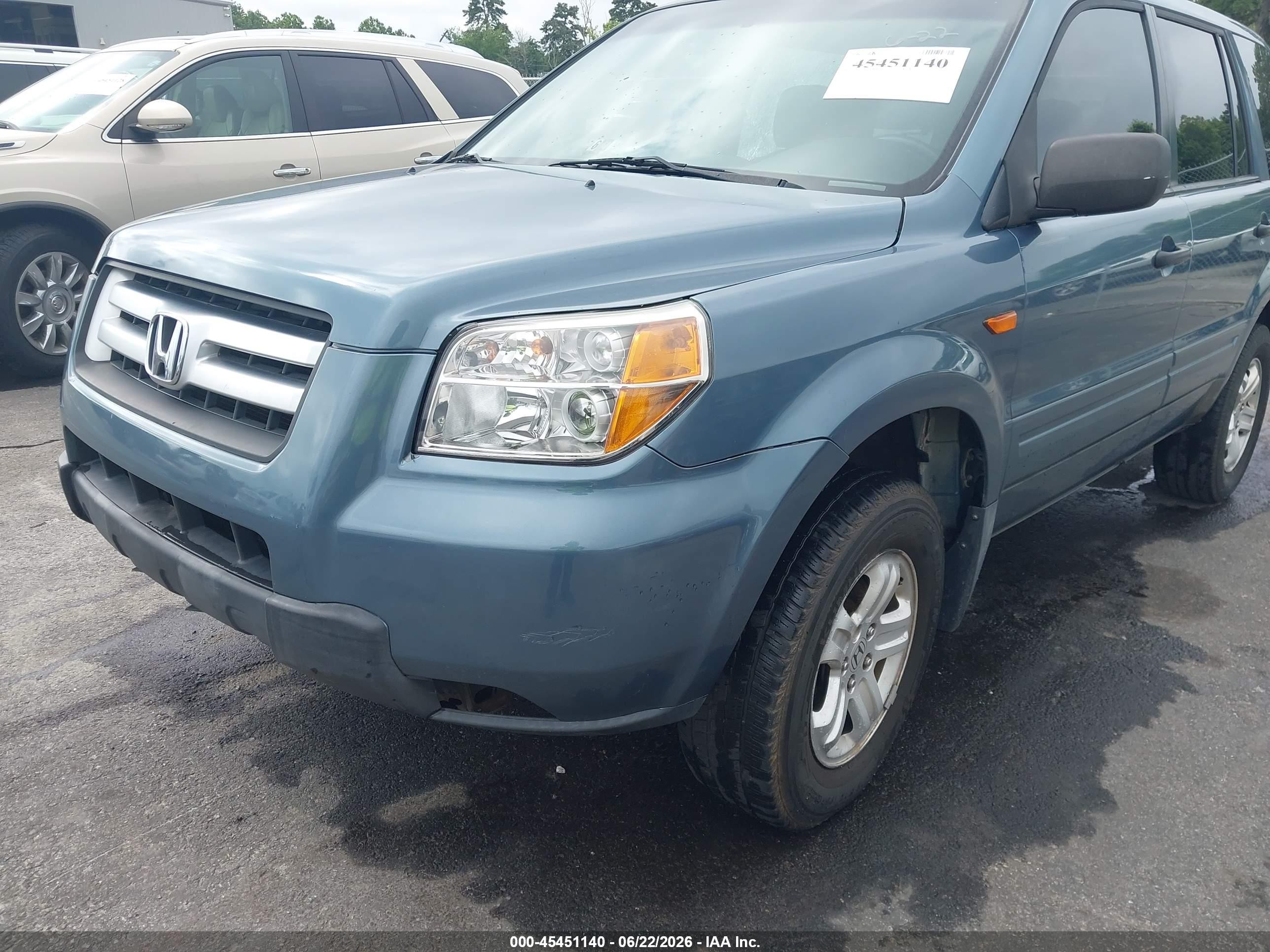 2006 Honda Pilot Lx Light Blue vin: 5FNYF28186B037785